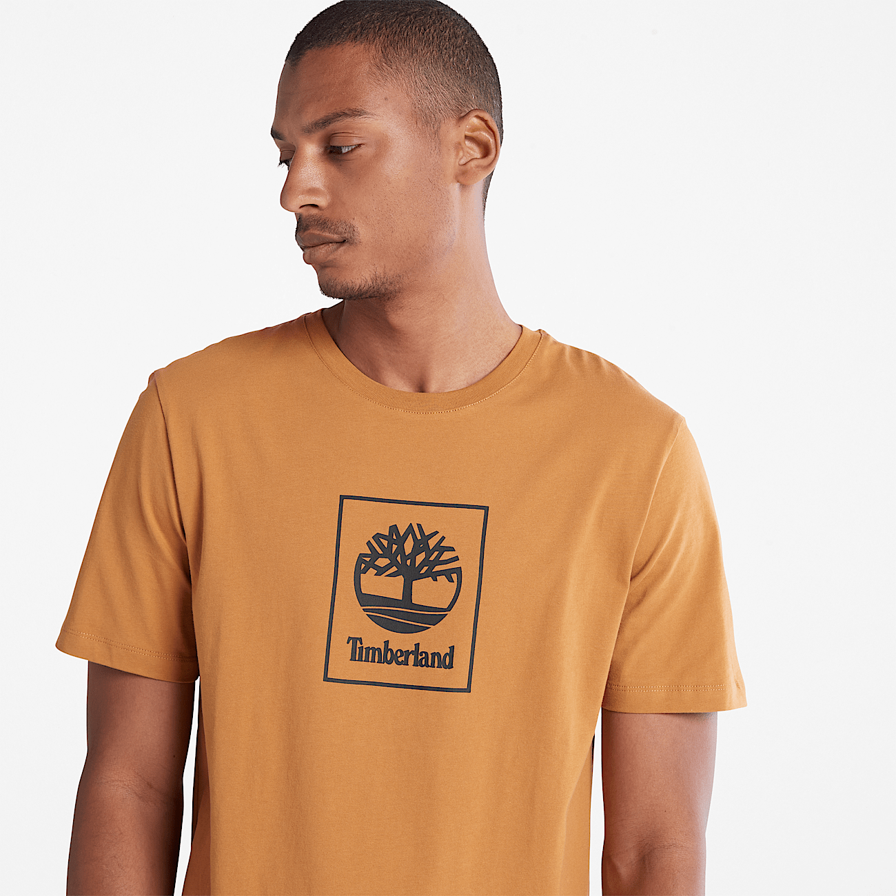T shirt Stack Logo da Uomo in arancione