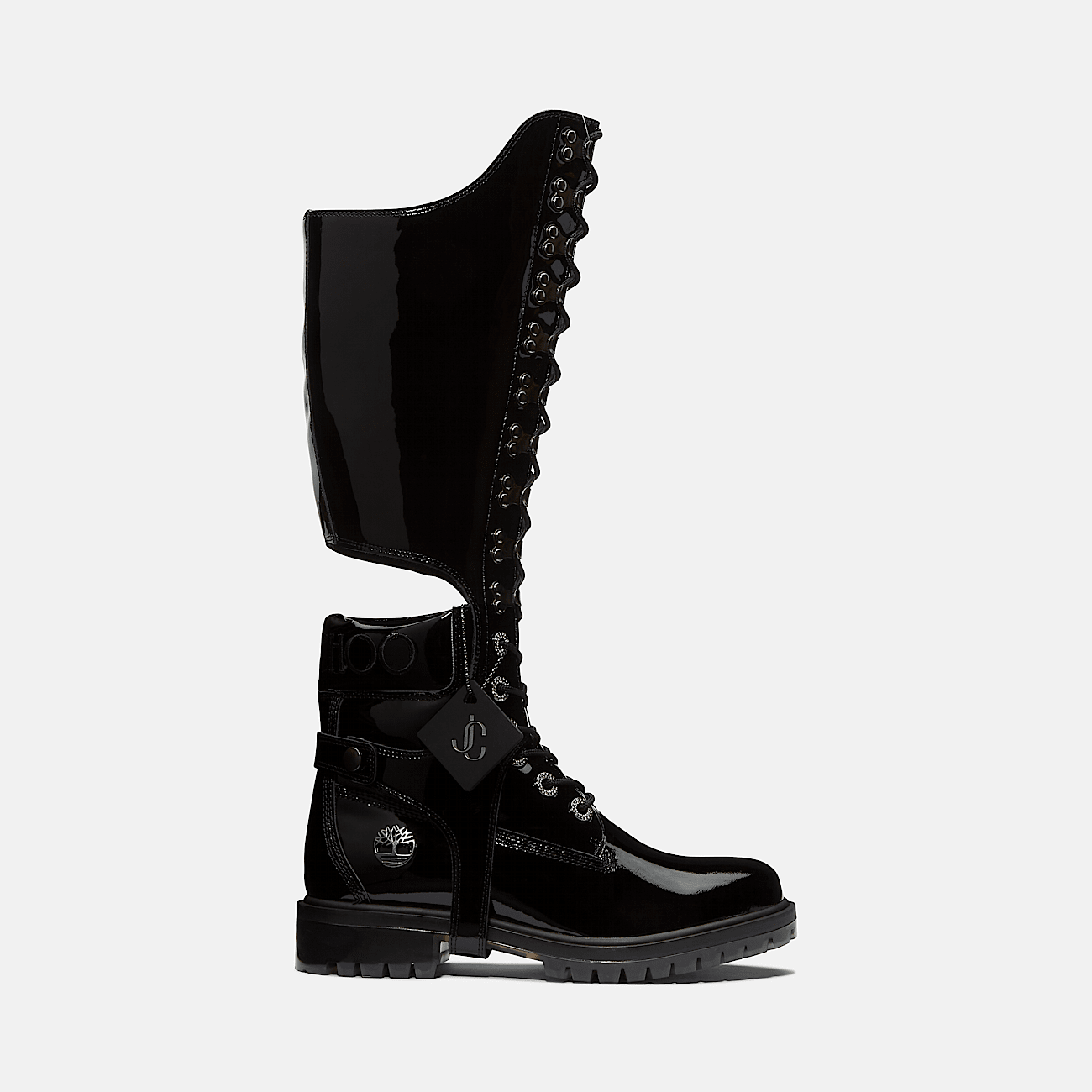 Jimmy Choo x Timberland 6 Inch Boot with Knee High Harness for Women in Black
