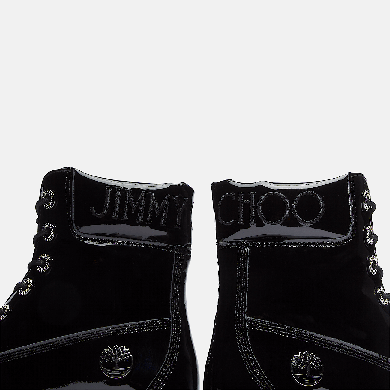 Jimmy Choo x Timberland 6 Inch Boot mit kniehohem Gurtzeug fur Damen in Schwarz