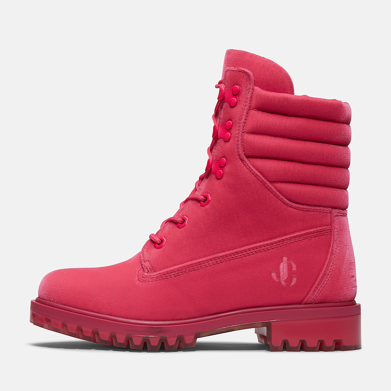 Jimmy Choo x Timberland Puffer collar Boot for Women in Pink
