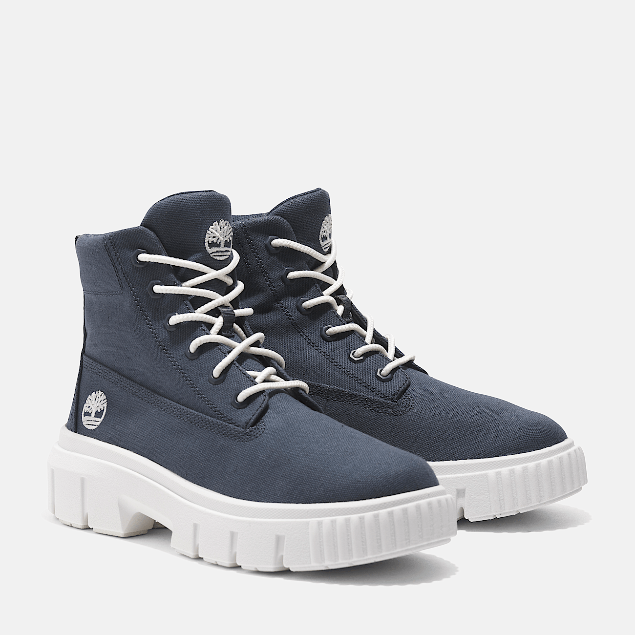 Grey and blue timberlands on sale