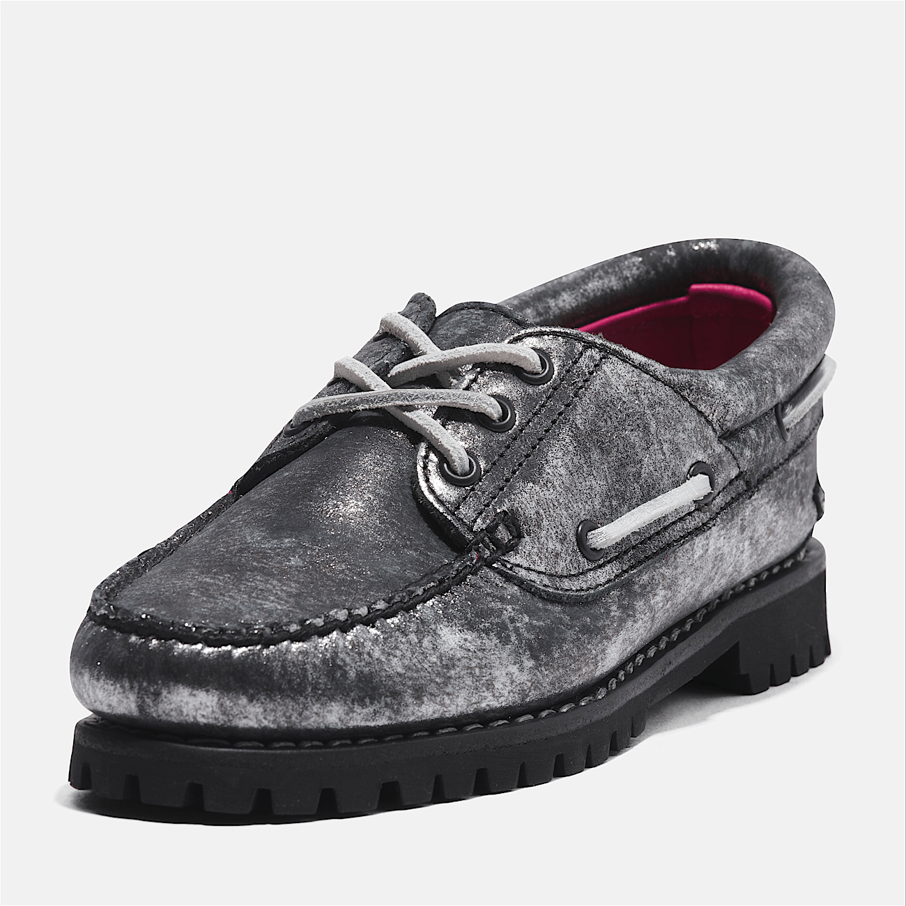 Noreen 3 Eye Lug Handsewn Boat Shoe for Women in Black