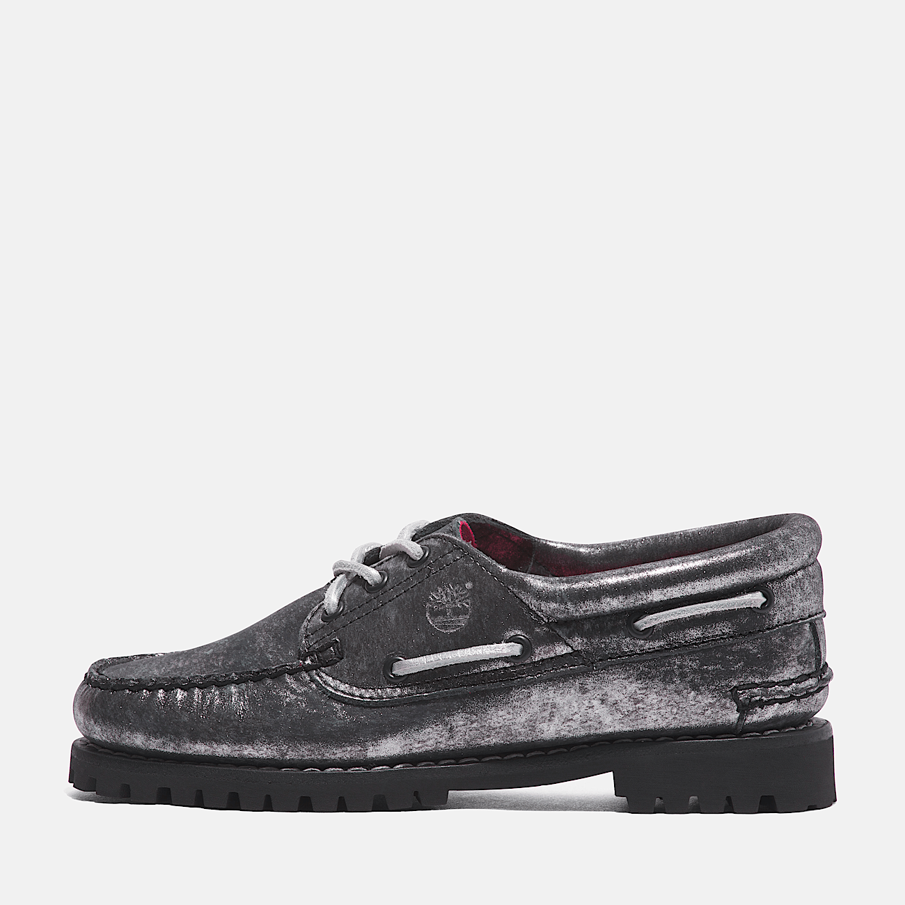 Noreen 3 Eye Lug Handsewn Boat Shoe for Women in Black