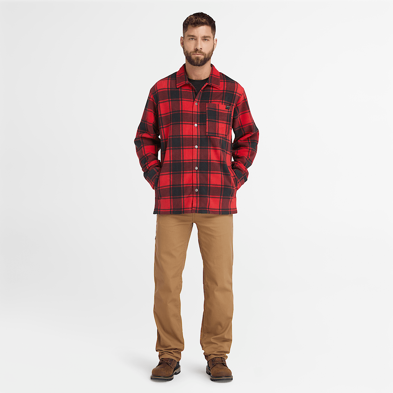 Chemise en polaire epaisse Timberland PRO Gritman pour homme en rouge