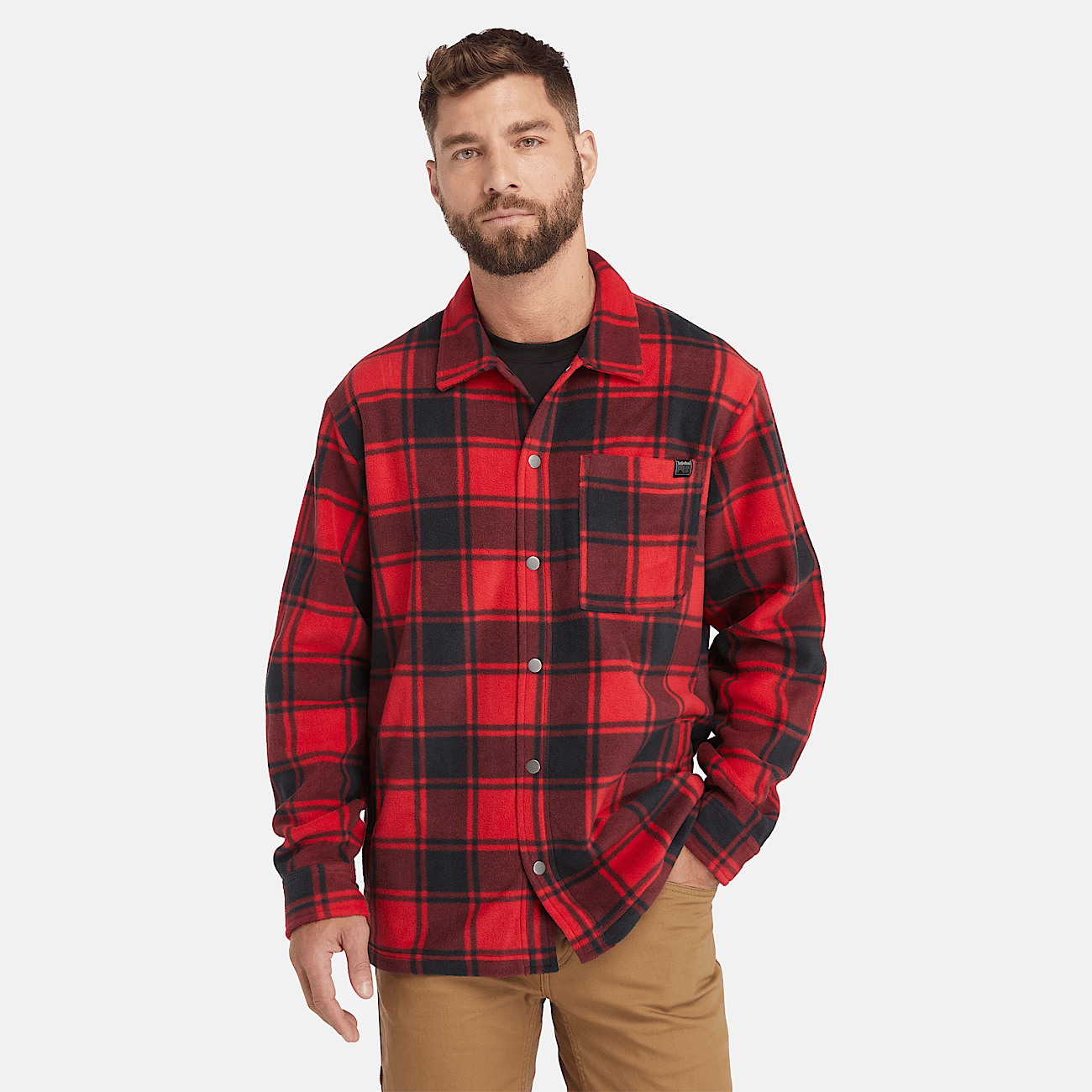 Chemise en polaire epaisse Timberland PRO Gritman pour homme en rouge