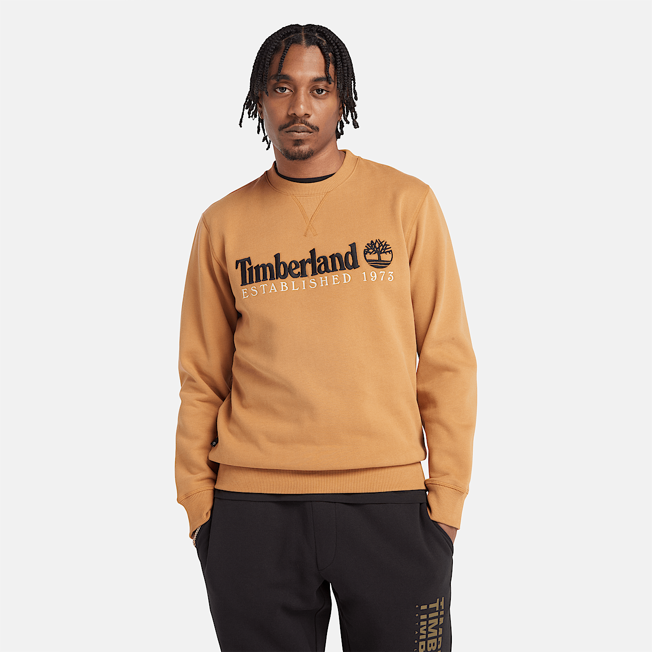 Sweat shirt a col rond avec logo Est. 1973 pour homme en jaune