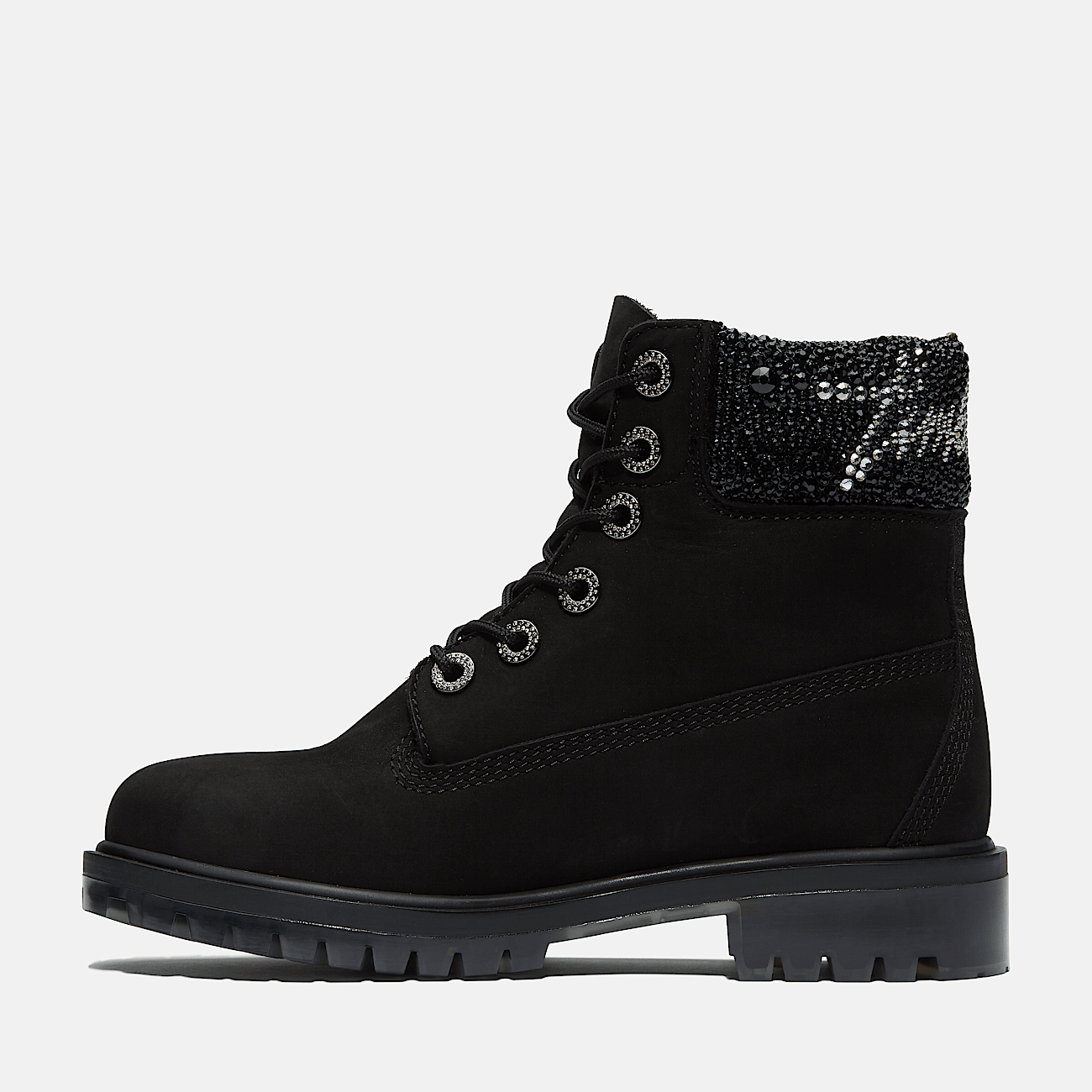 Jimmy Choo x Timberland 6 Inch Crystal Collar Boot for Women in Black