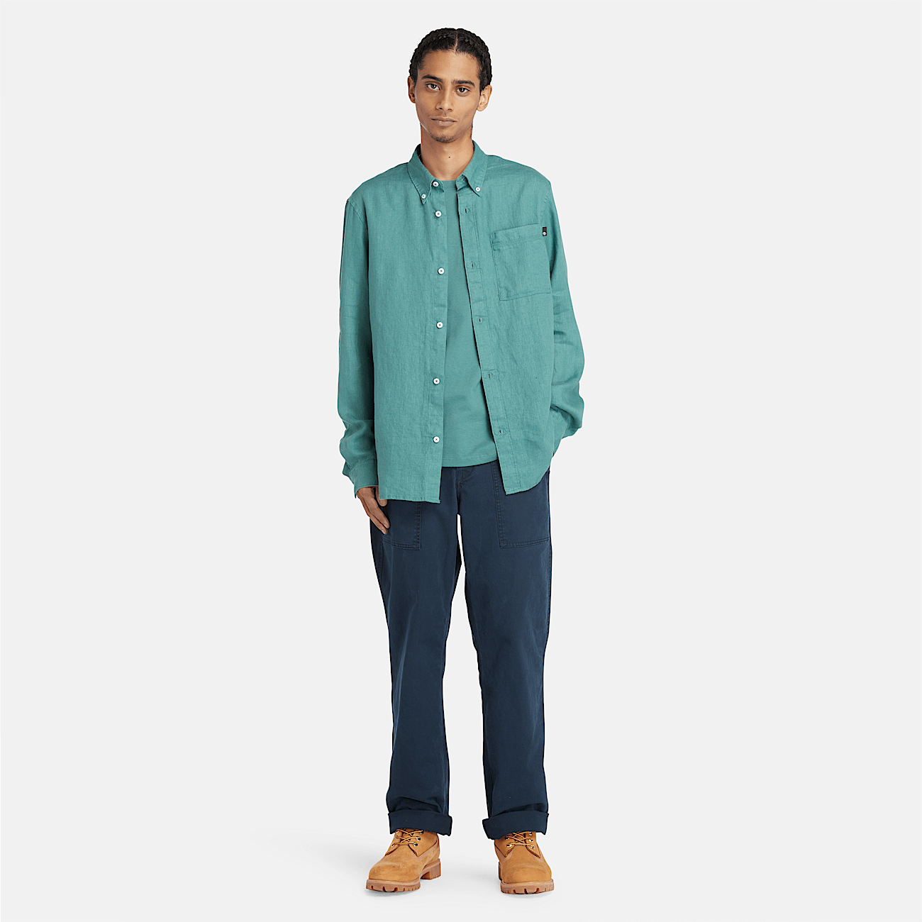 Camicia lino verde acqua store