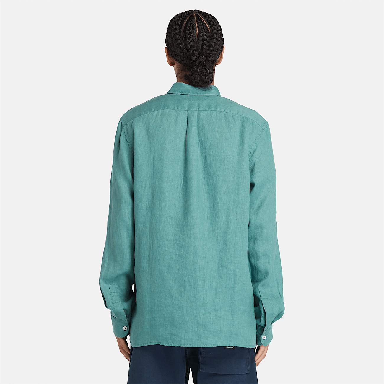 Linen Shirt with Pocket for Men in Teal