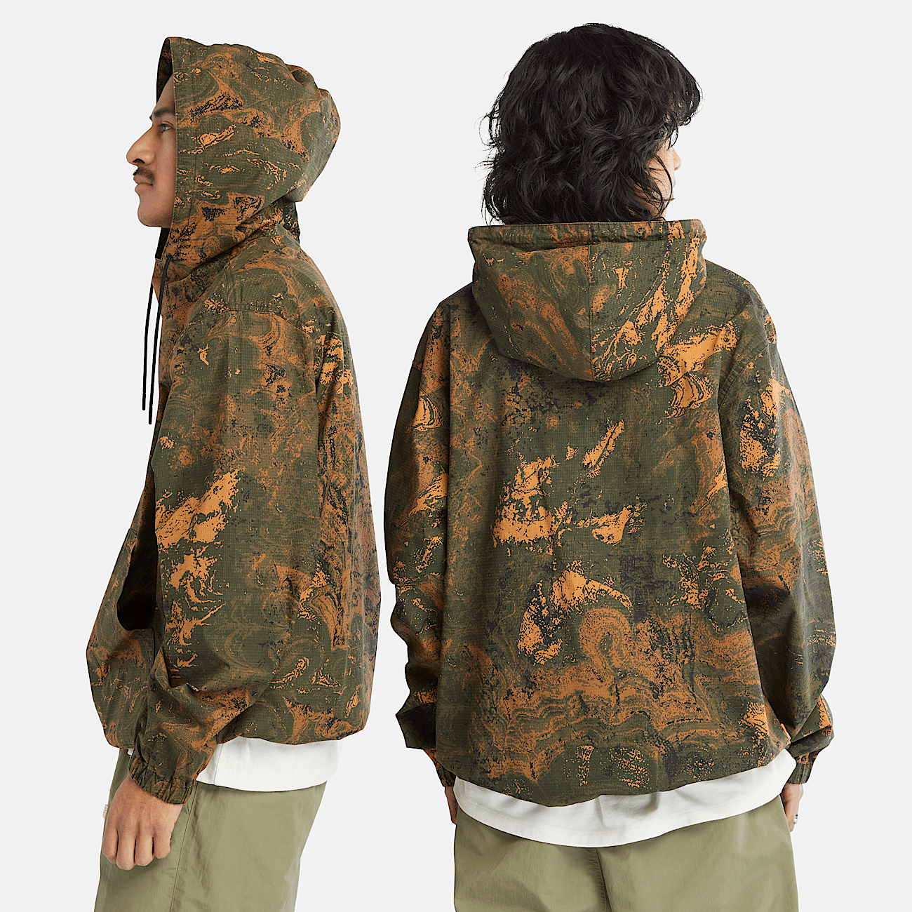 Anorak leger imprime unisexe en marron