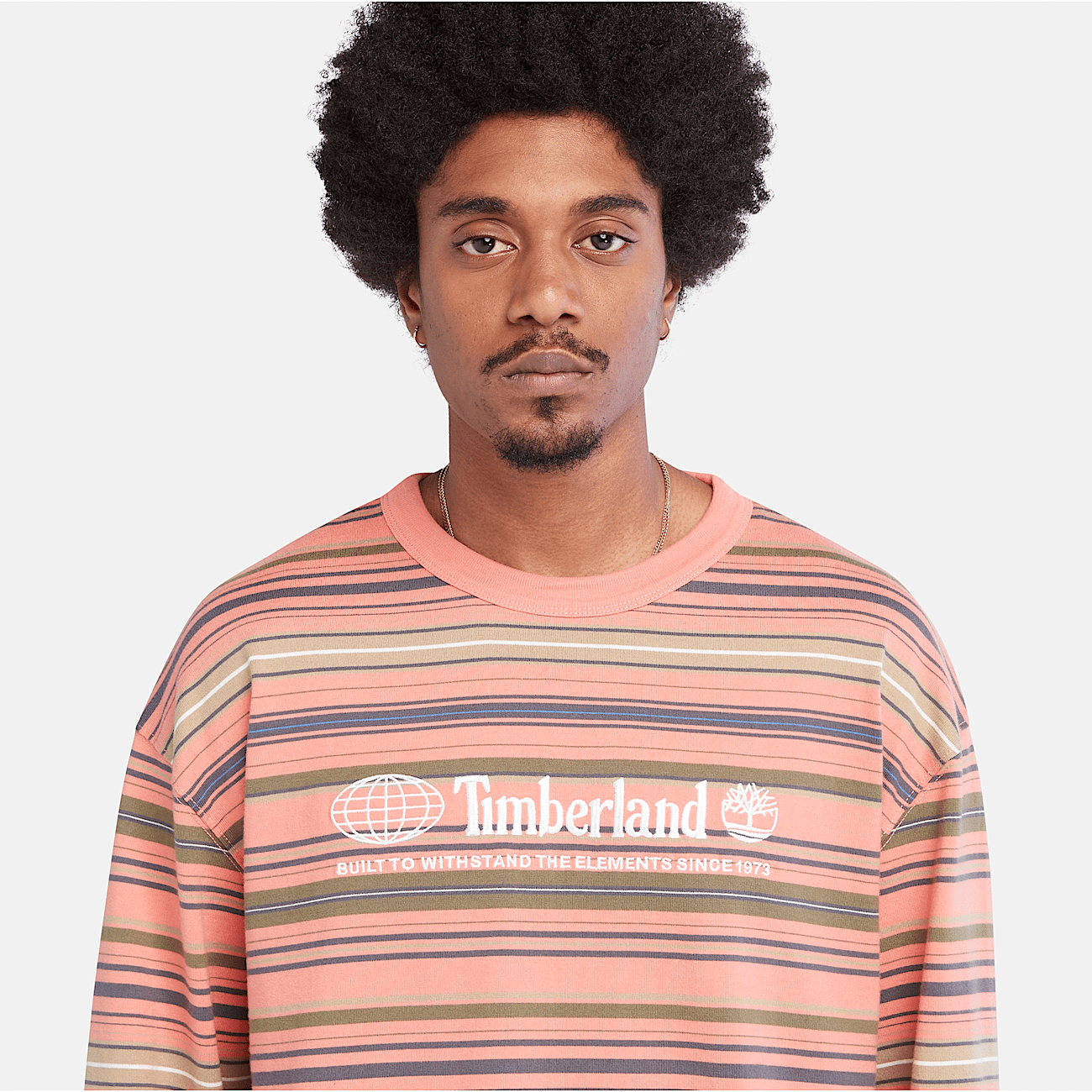 T shirt raye a manches longues pour homme en rose