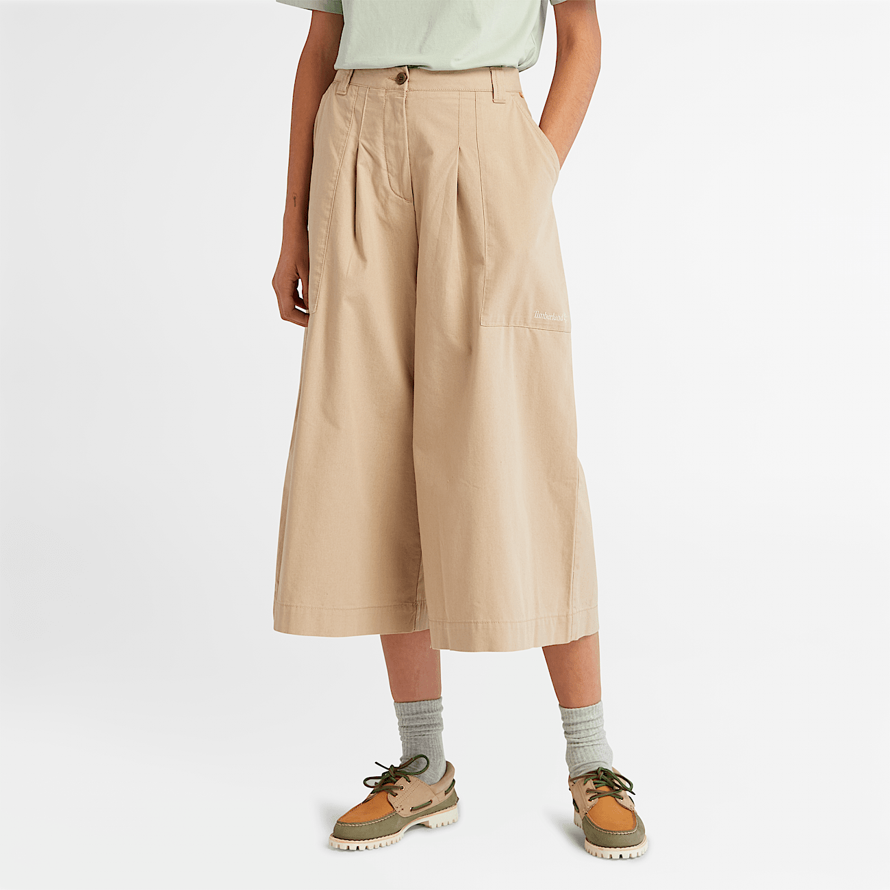 Jupe culotte style utilitaire pour femme en beige