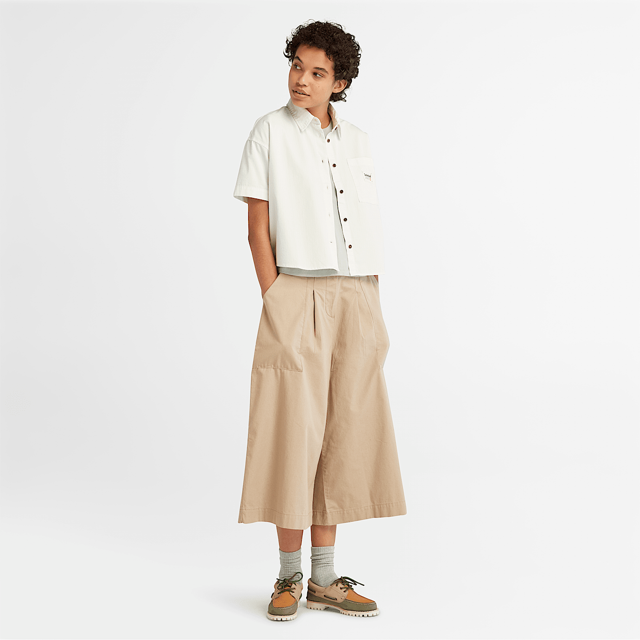 Jupe culotte style utilitaire pour femme en beige