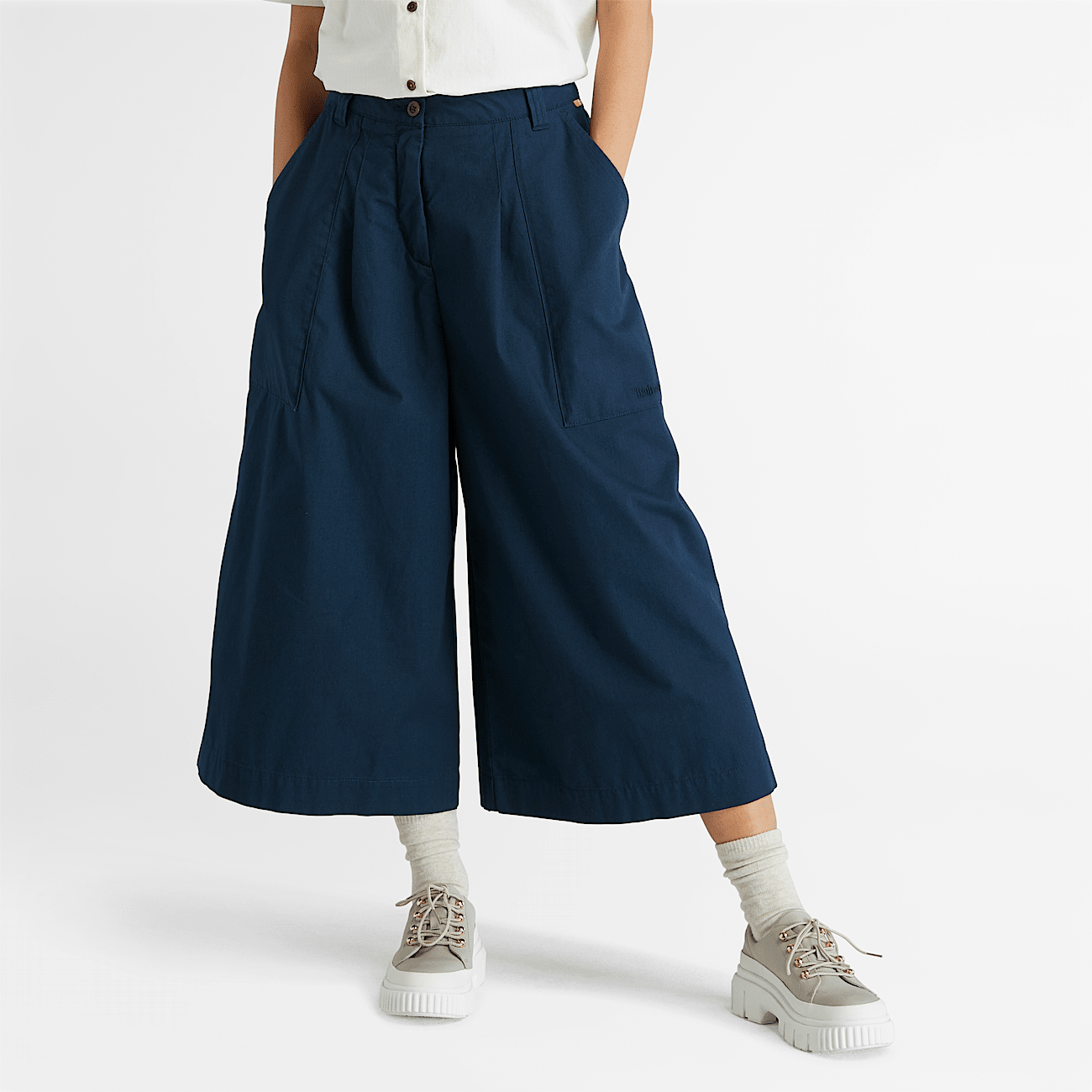 Jupe culotte style utilitaire pour femme en bleu marine