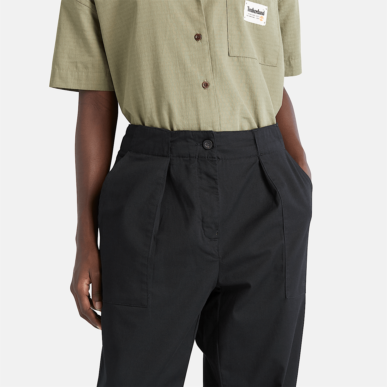 Pleated Workwear Trousers for Women in Black
