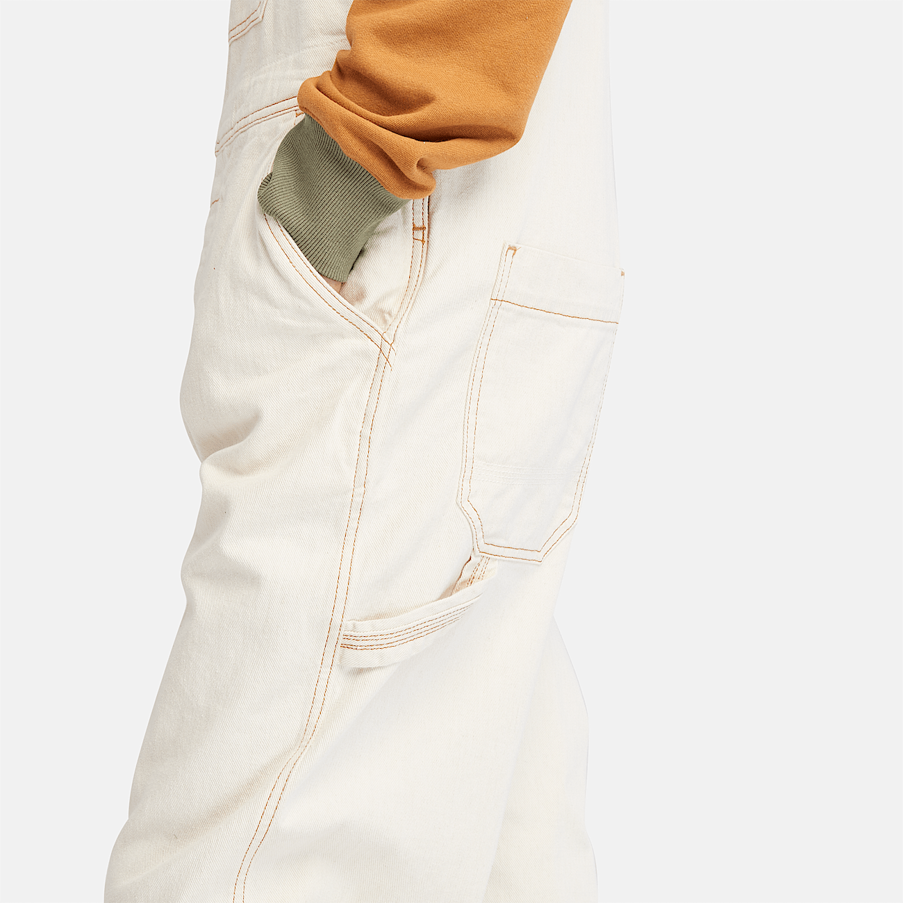 Salopette en denim de coton et de chanvre pour homme en beige