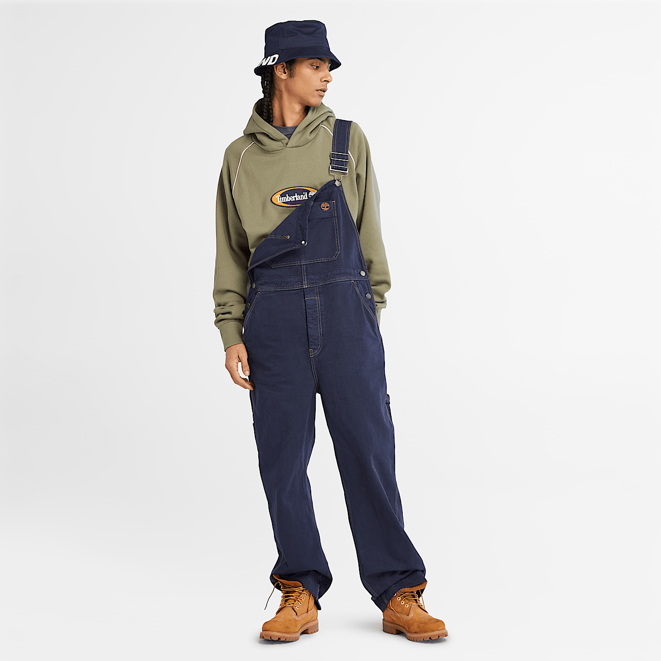 Cotton Hemp Denim Dungarees for Men in Dark Blue
