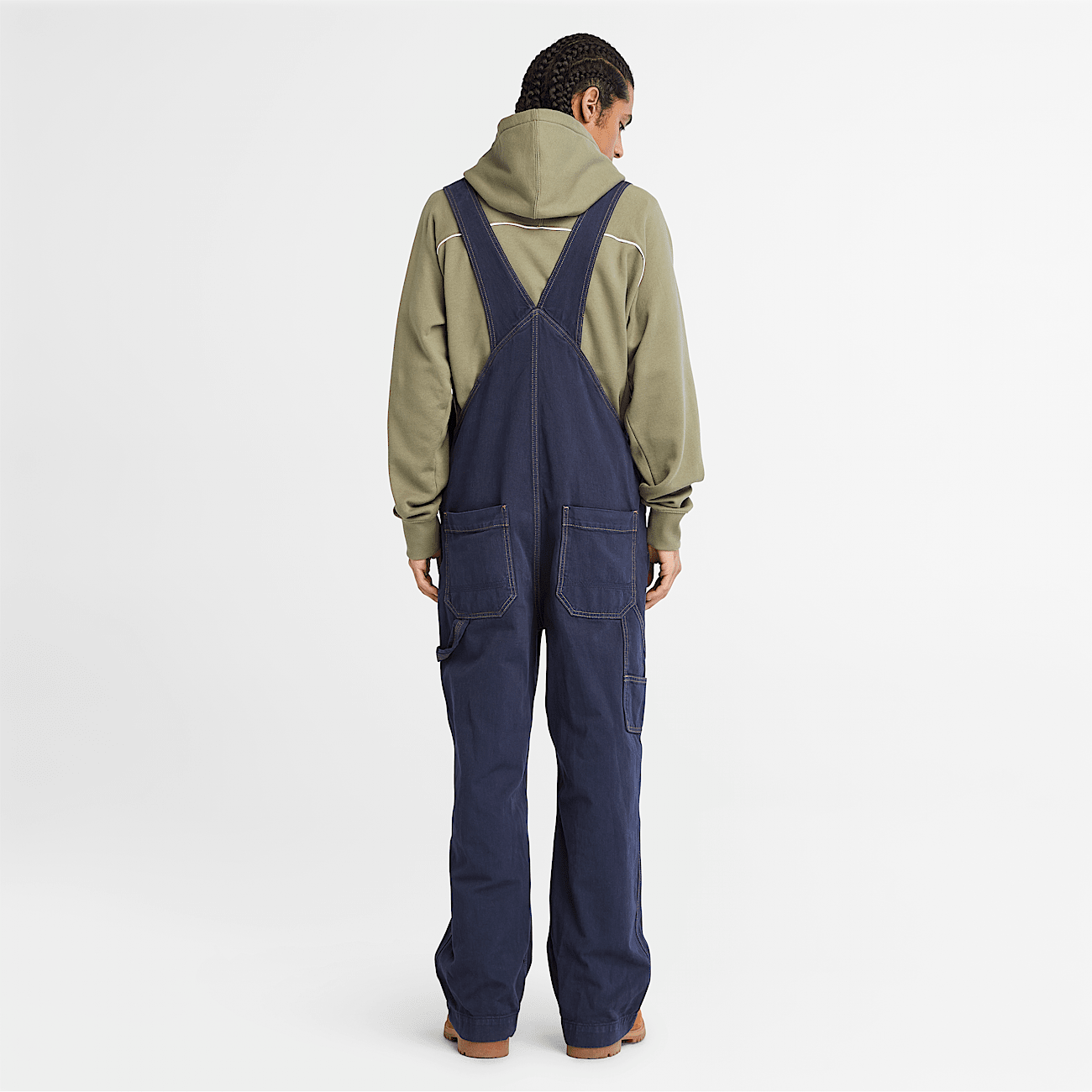 Cotton Hemp Denim Dungarees for Men in Dark Blue