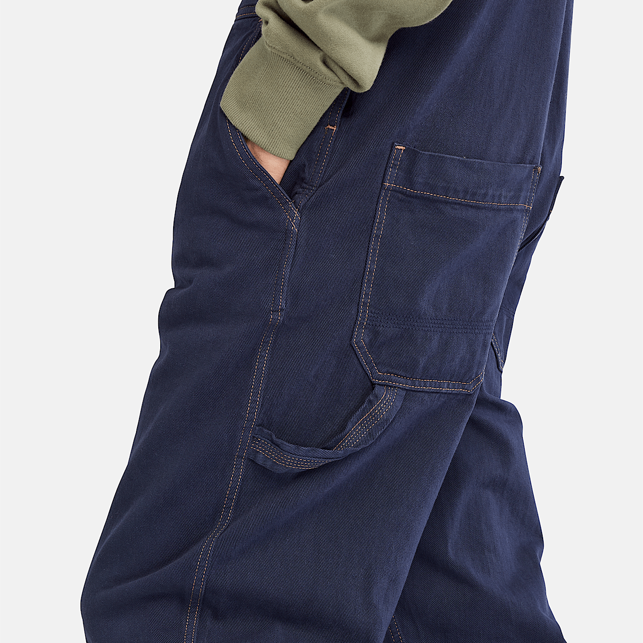 Cotton Hemp Denim Dungarees for Men in Dark Blue