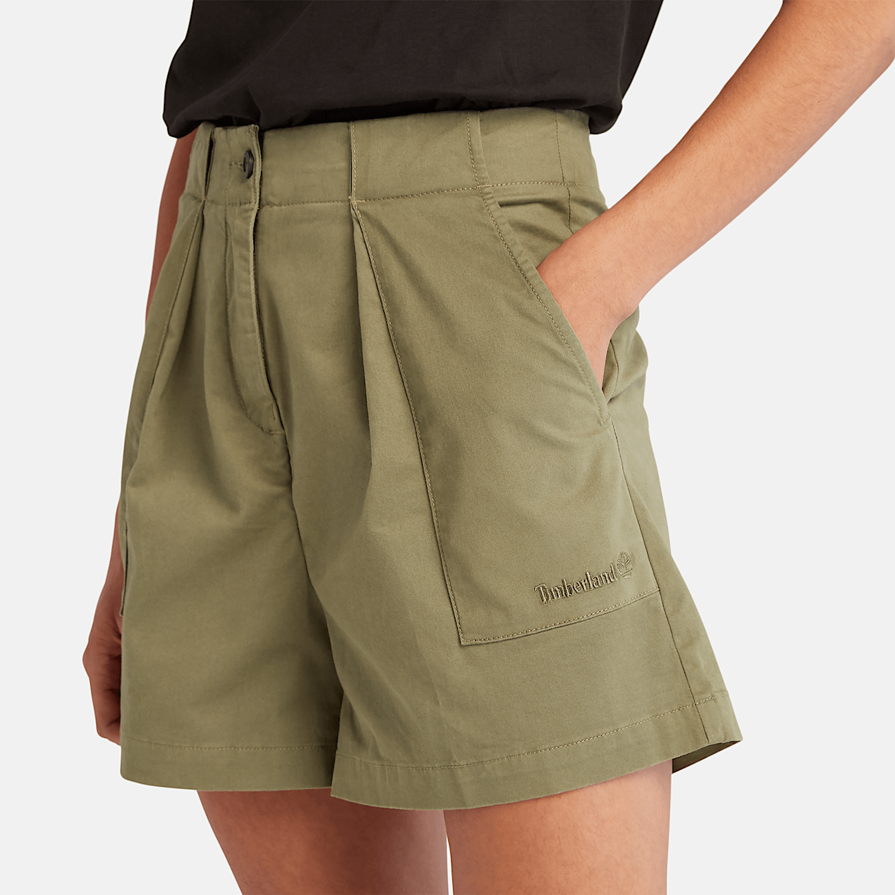 Shorts con Piega da Donna in verde