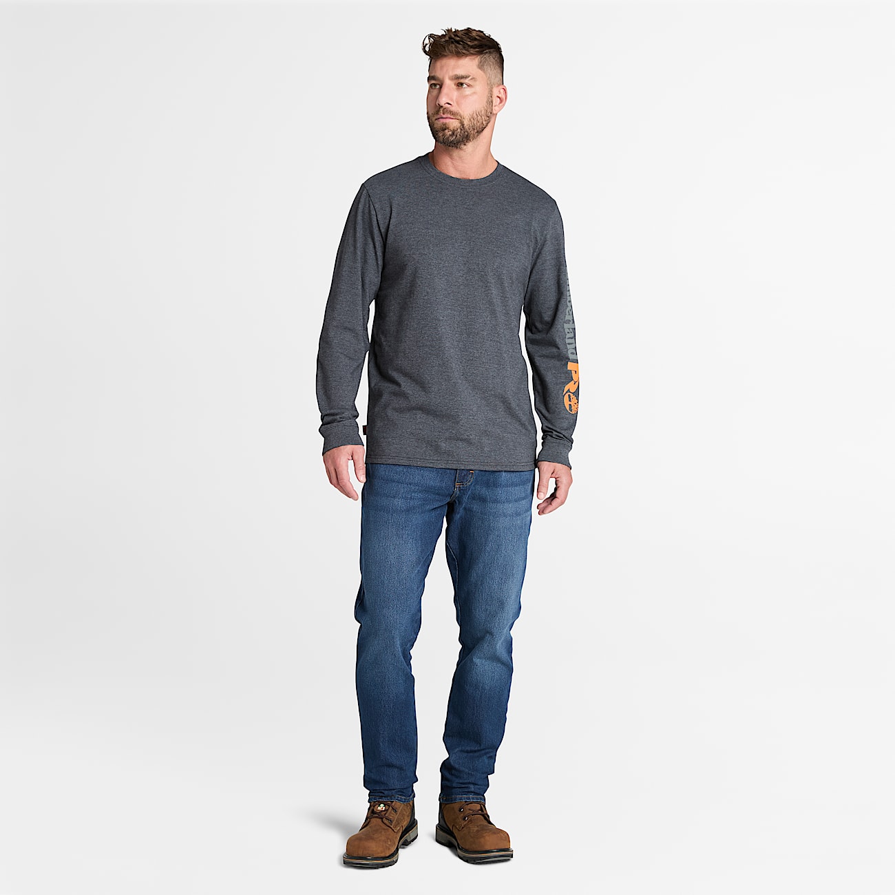 Timberland PRO Core Logo LS T Shirt for Men in Grey