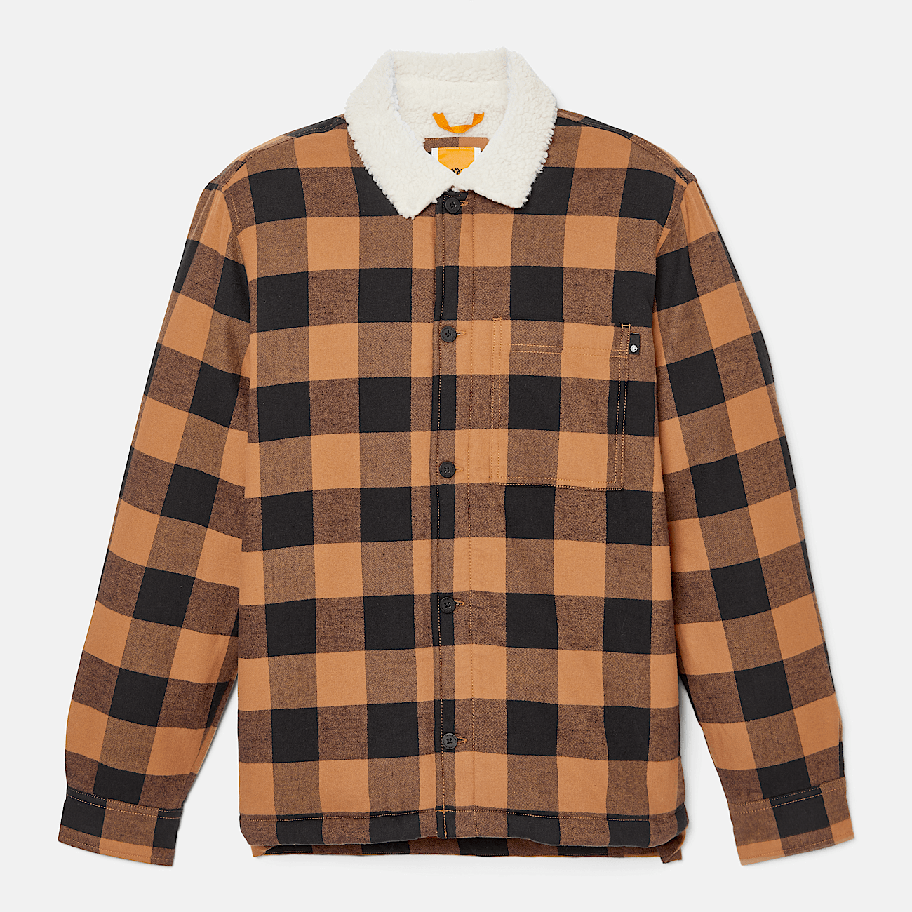 Buffalo Plaid High Pile Fleece lined Overshirt for Men in Dark Yellow