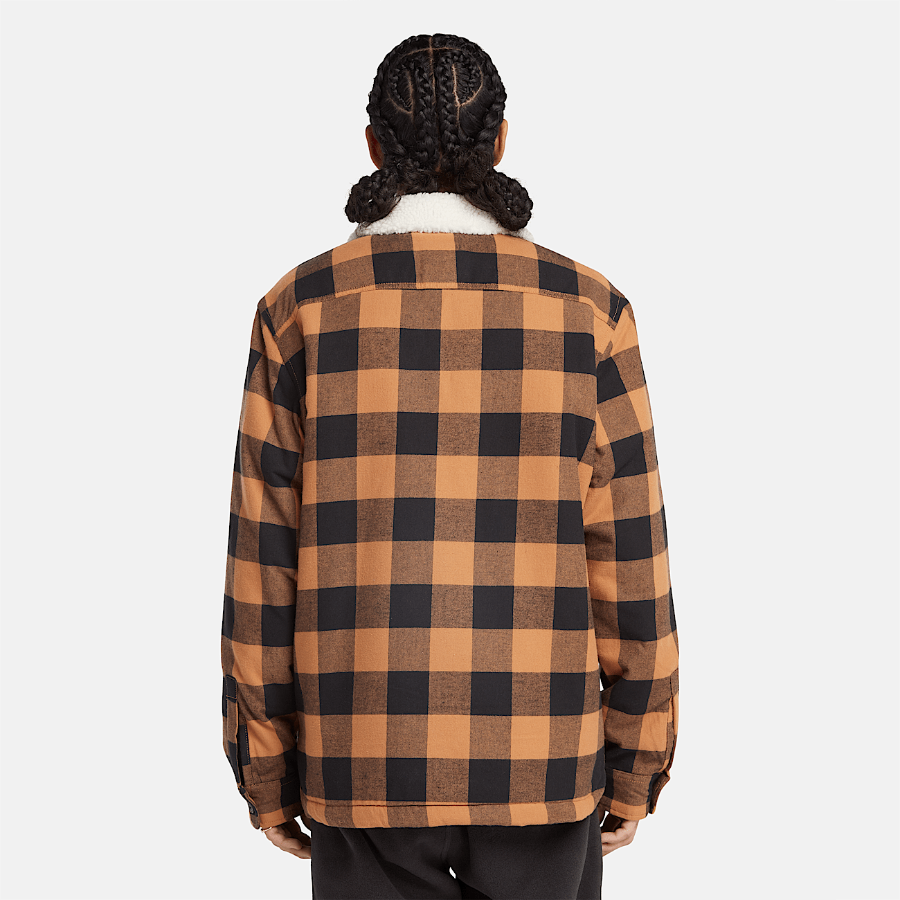 Buffalo Plaid High Pile Fleece lined Overshirt for Men in Dark Yellow
