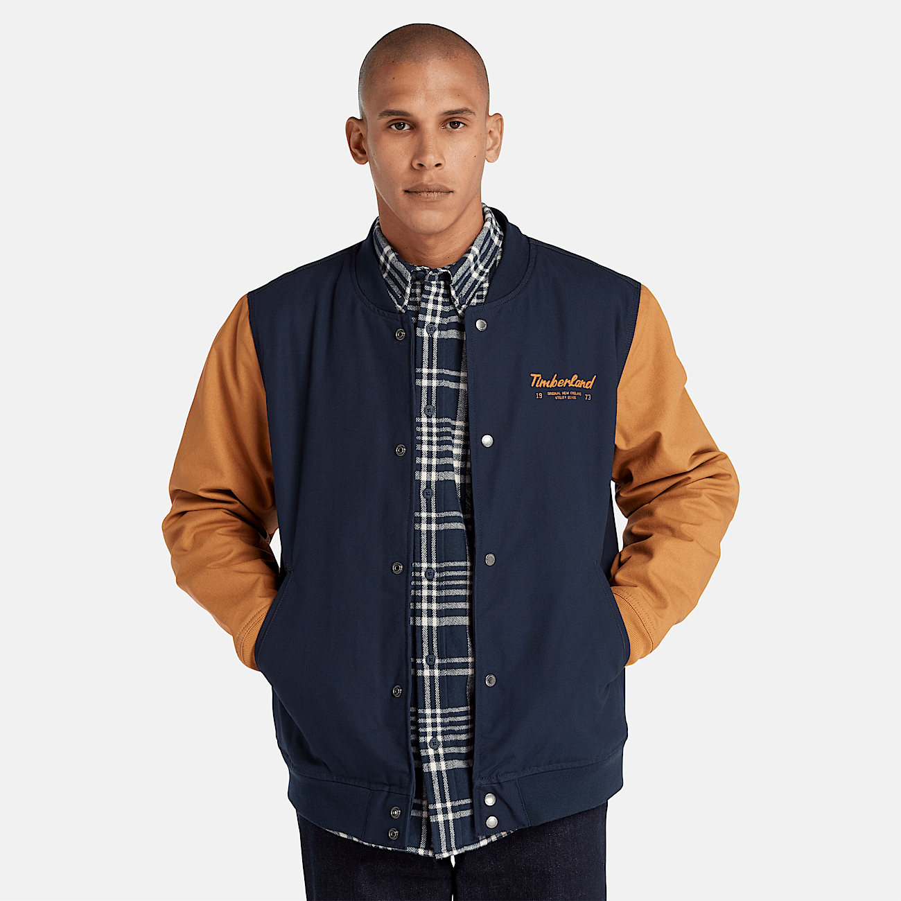 Blouson bomber utilitaire pour homme en bleu marine