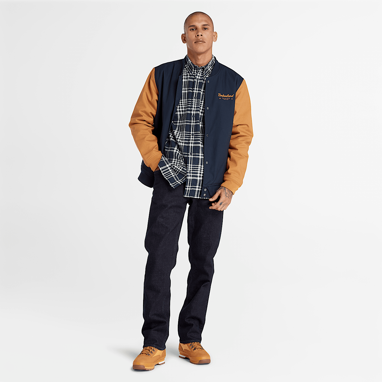 Blouson bomber utilitaire pour homme en bleu marine