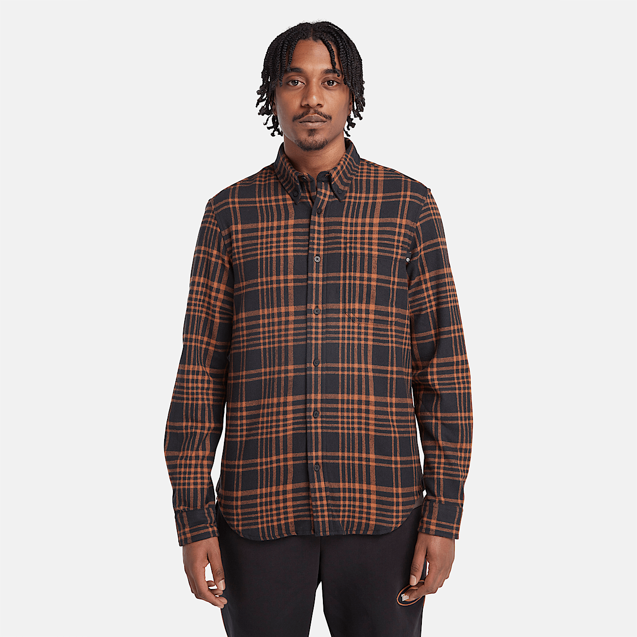 Chemise a carreaux epaisse en flanelle pour homme en noir