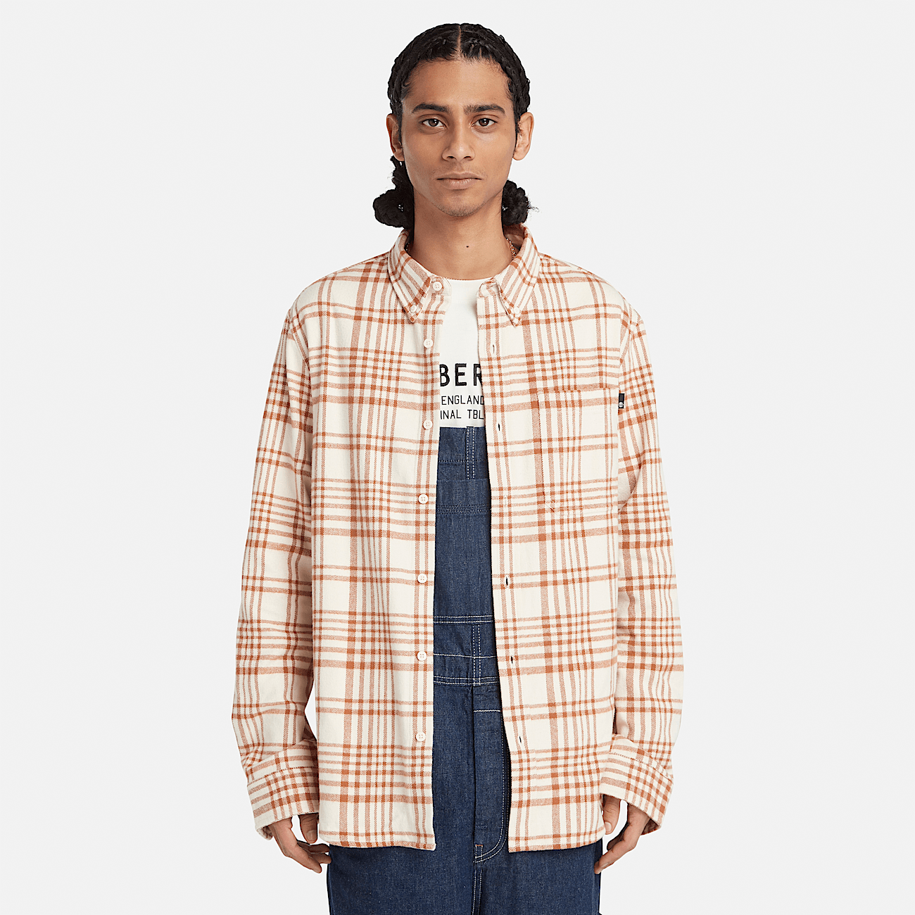 Camicia a Quadri in Flanella Pesante da Uomo in marrone