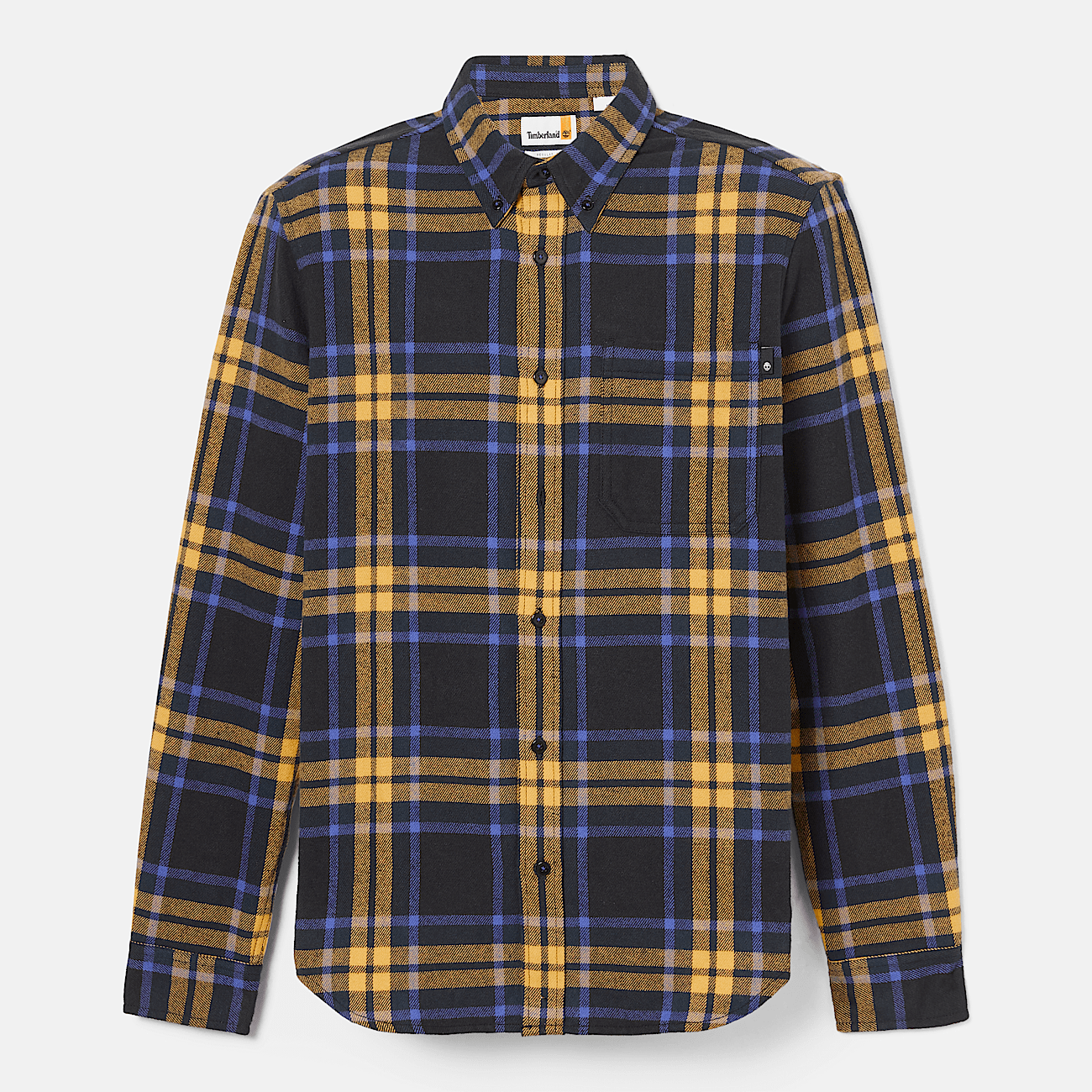 Chemise a carreaux en flanelle pour homme en noir bleu jaune
