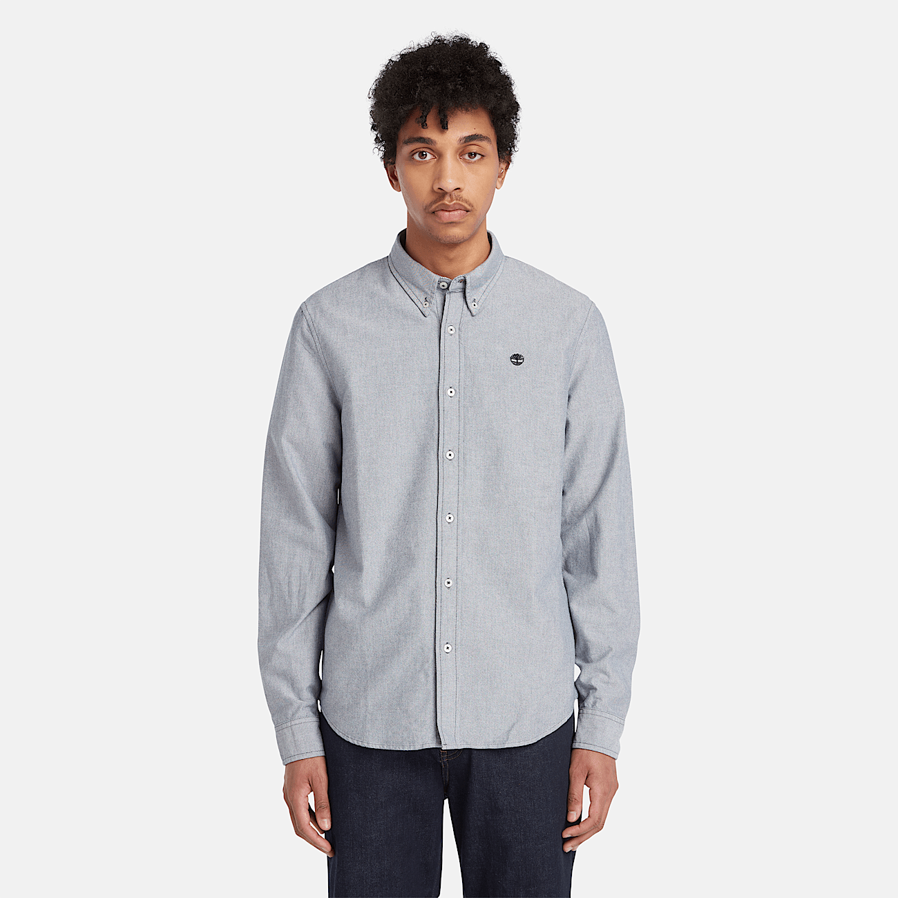 Oxford overhemd met lange mouwen voor heren in blauw