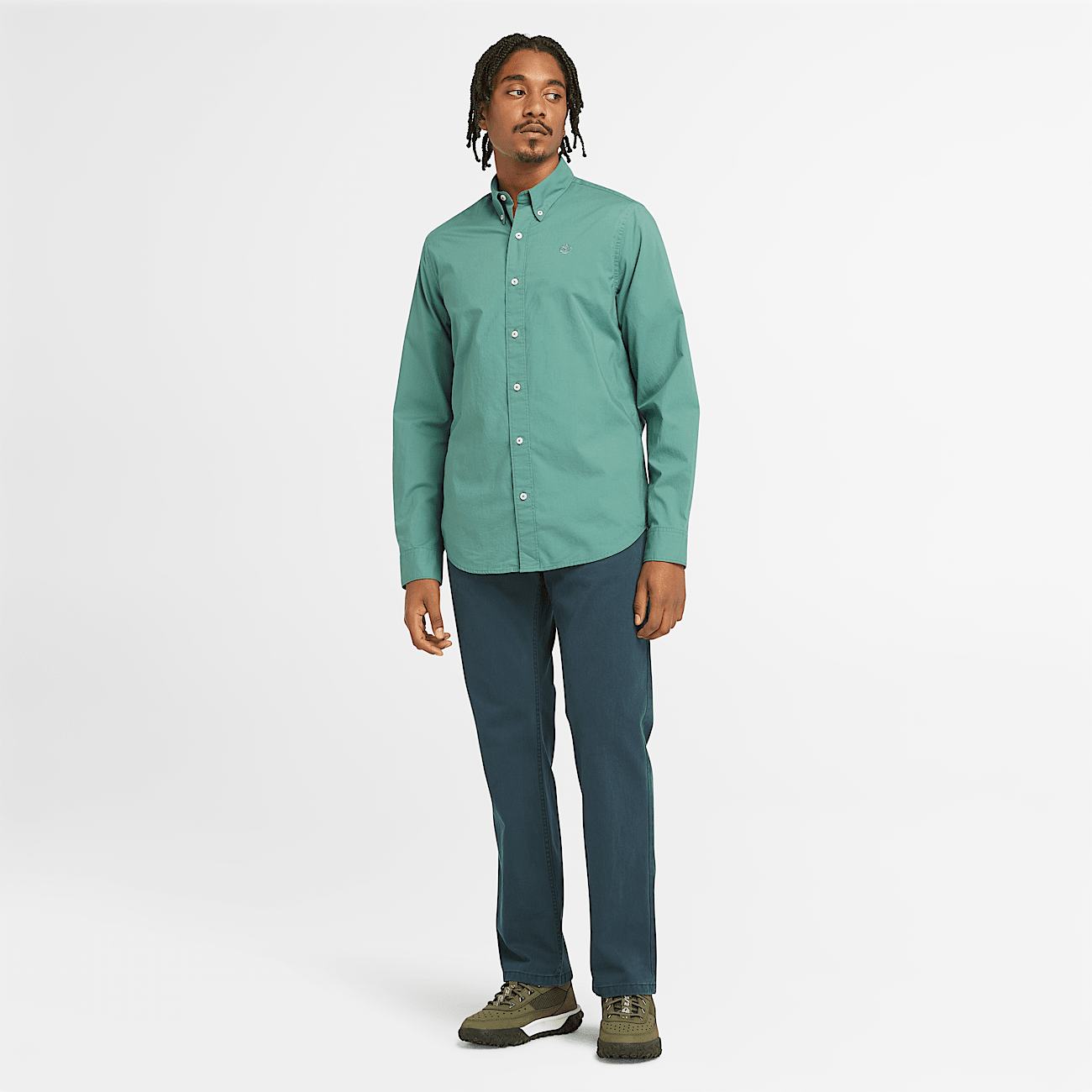 Camicia in Popeline da Uomo in verde acqua