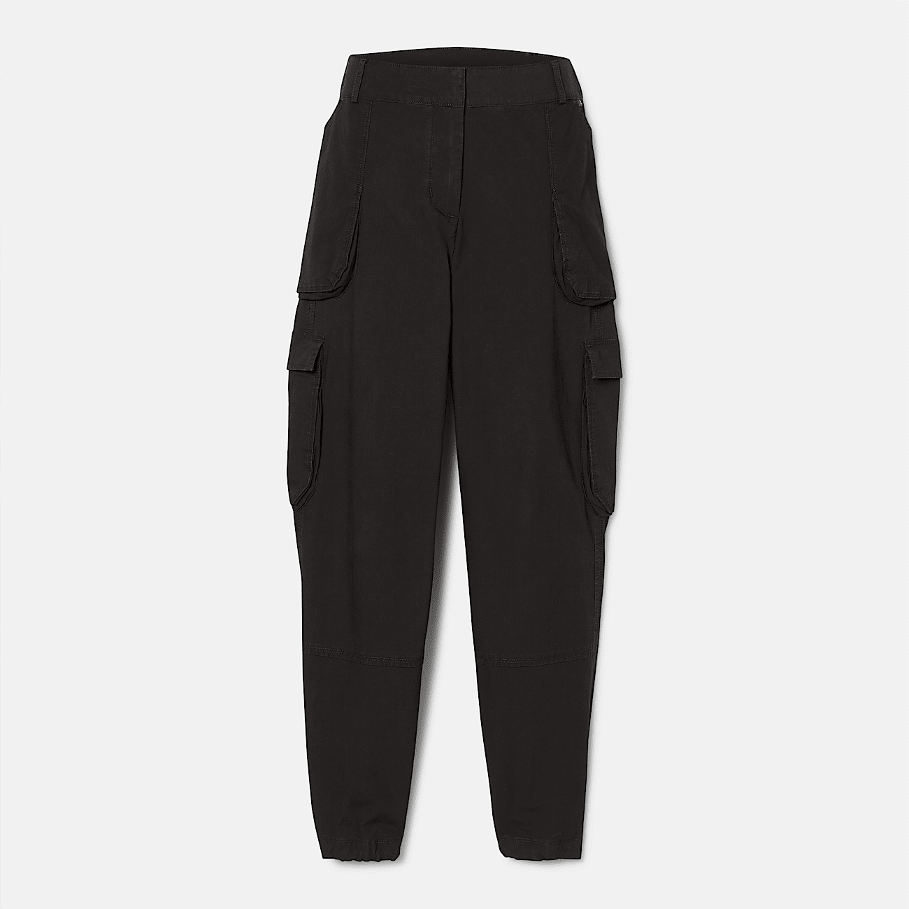 Pantalon de tela de estilo militar para mujer en negro