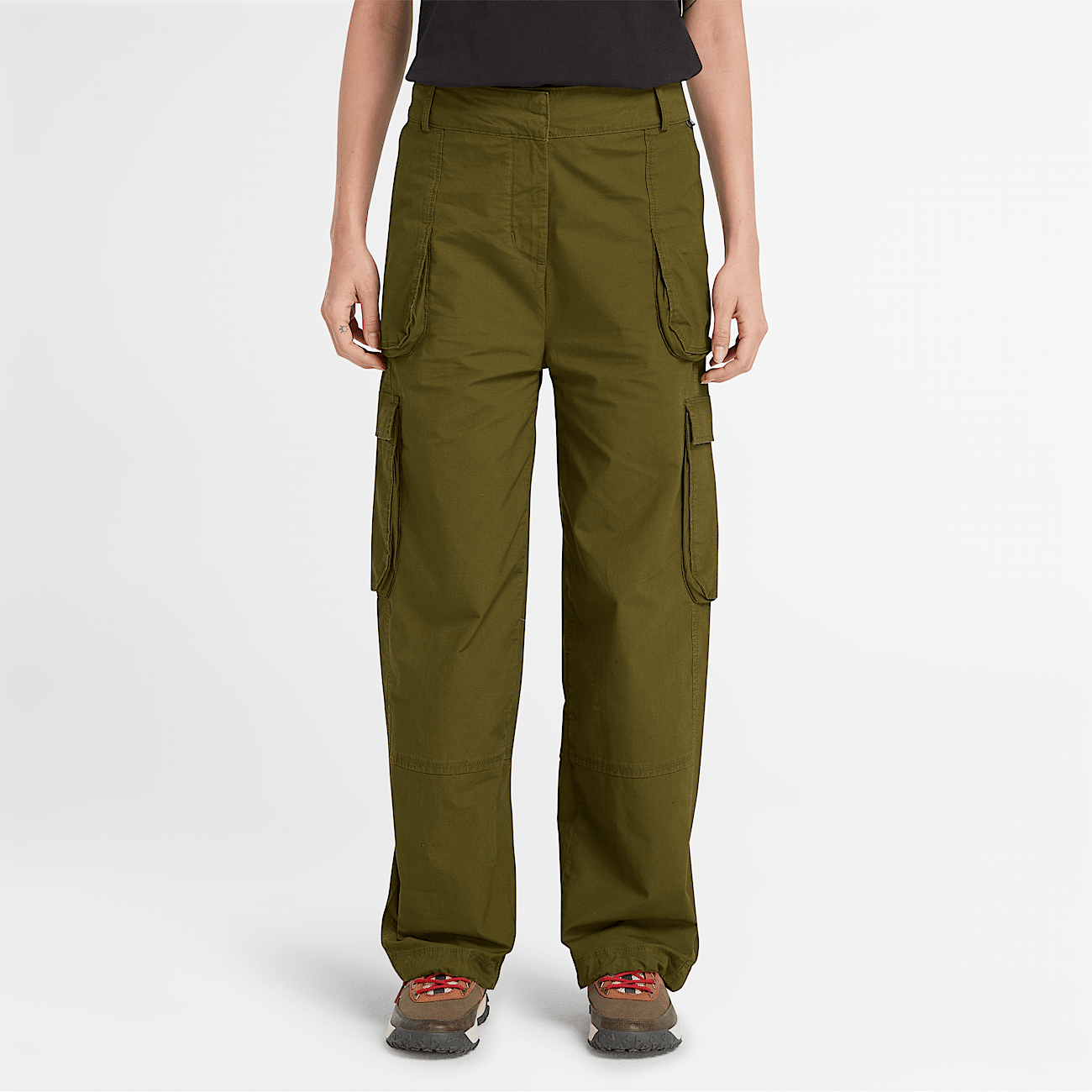 Pantaloni in Tessuto Utility da Donna in verde scuro