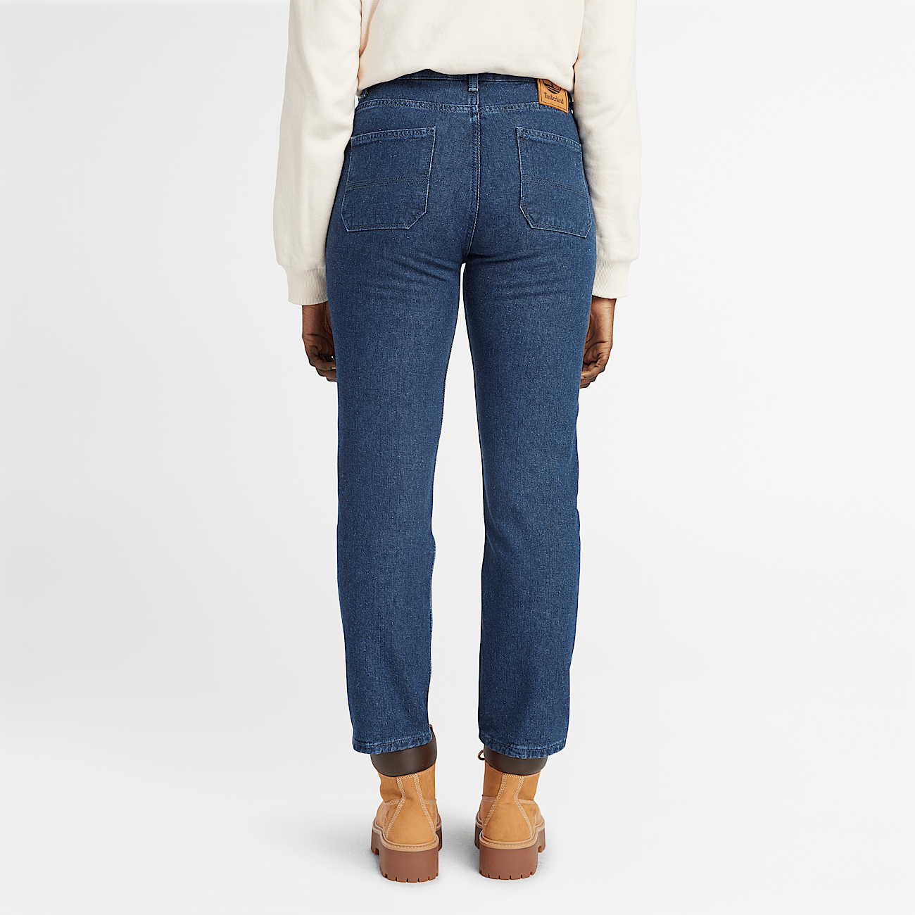 High Waist Hemp Denim Jeans for Women in Dark Blue