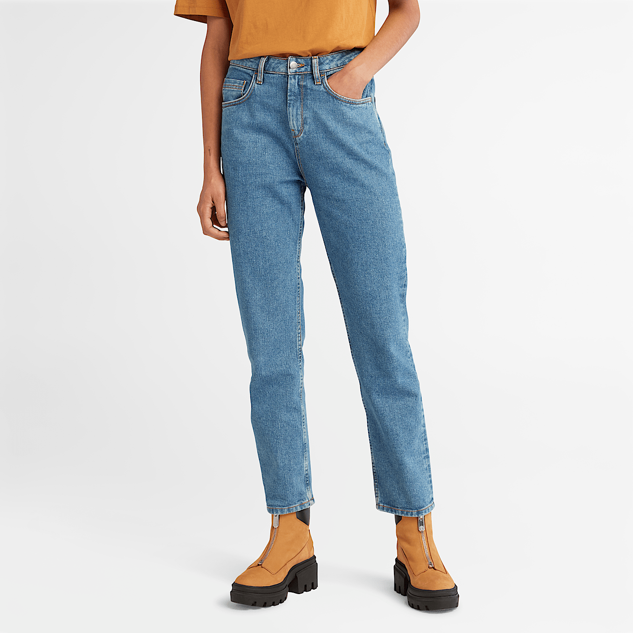 Light blue jeans with timberlands outlet