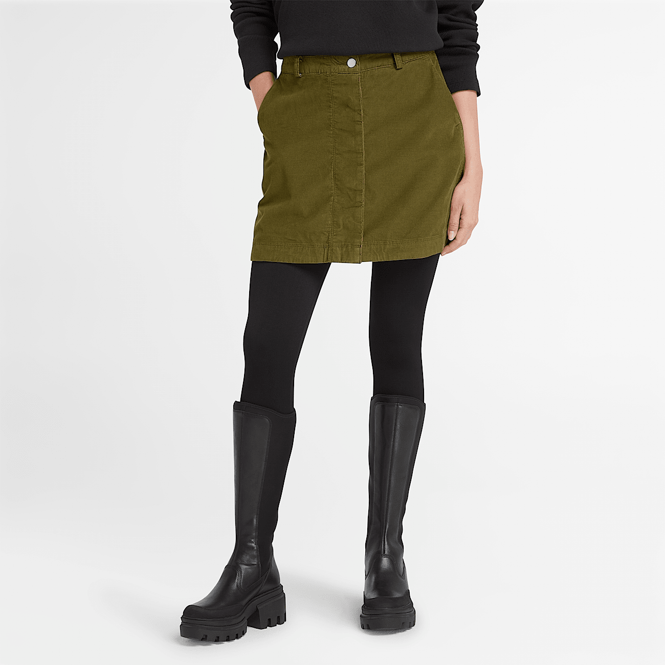 Needle Corduroy Skirt for Women in Green