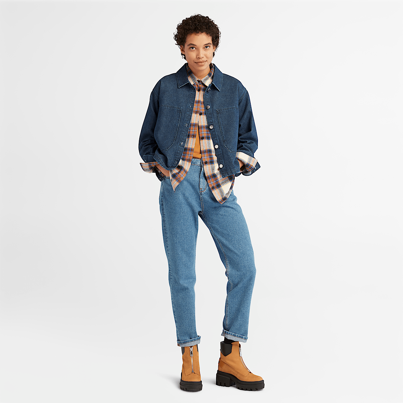 Jean jacket with timberlands clearance