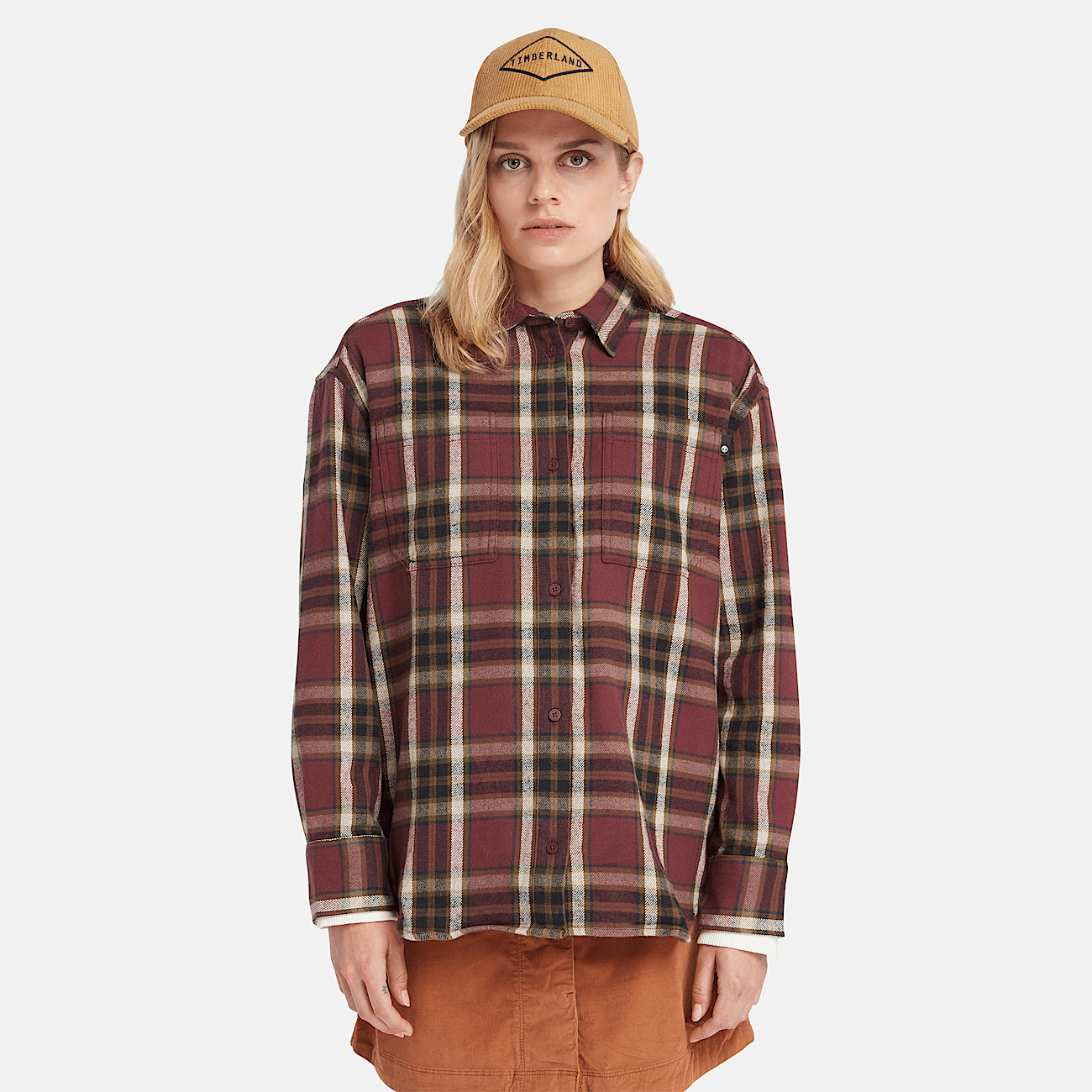 Flanellen Overshirt voor dames in bordeauxrood