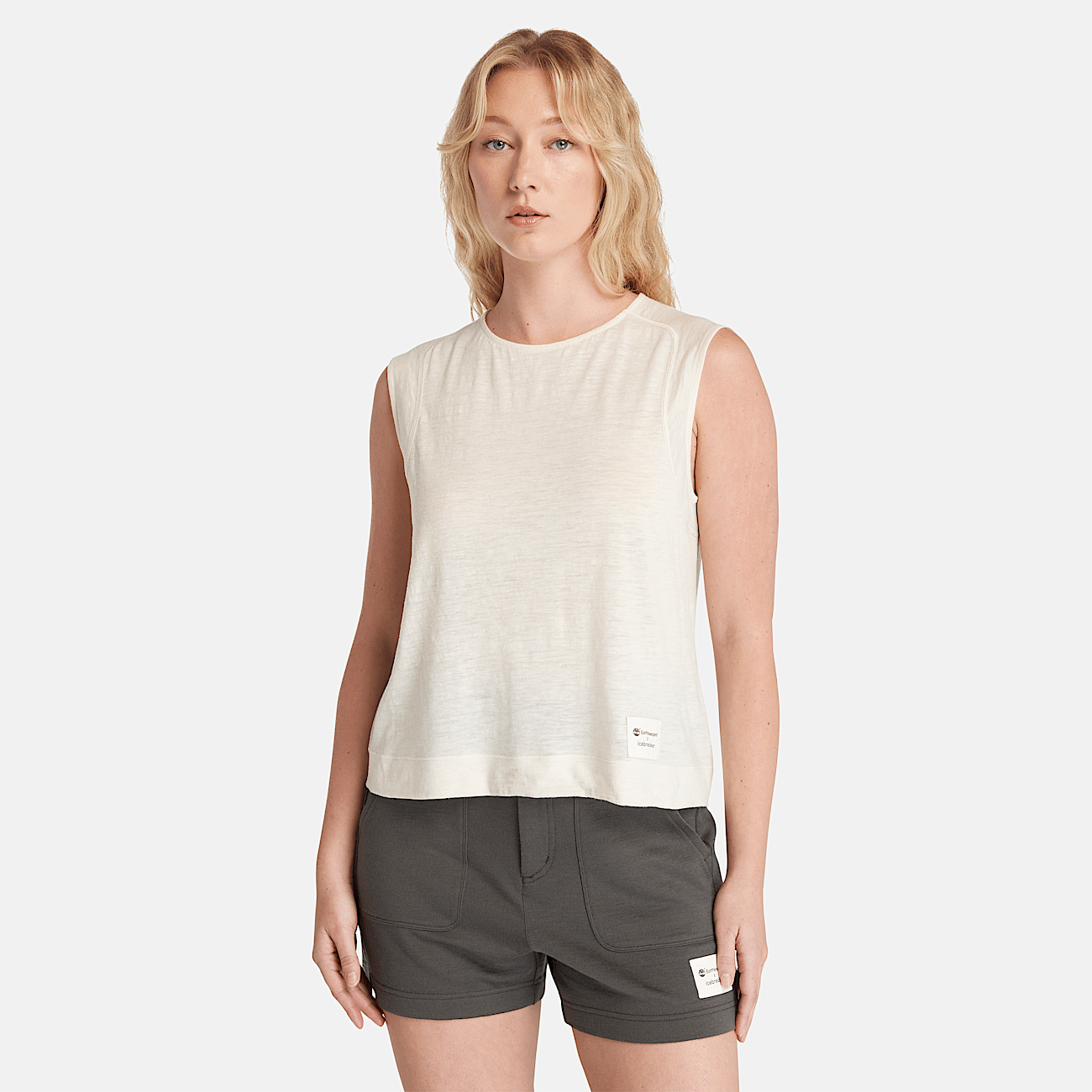 Top Smanicato Timberland x Icebreaker in Lana Merino da Donna in bianco