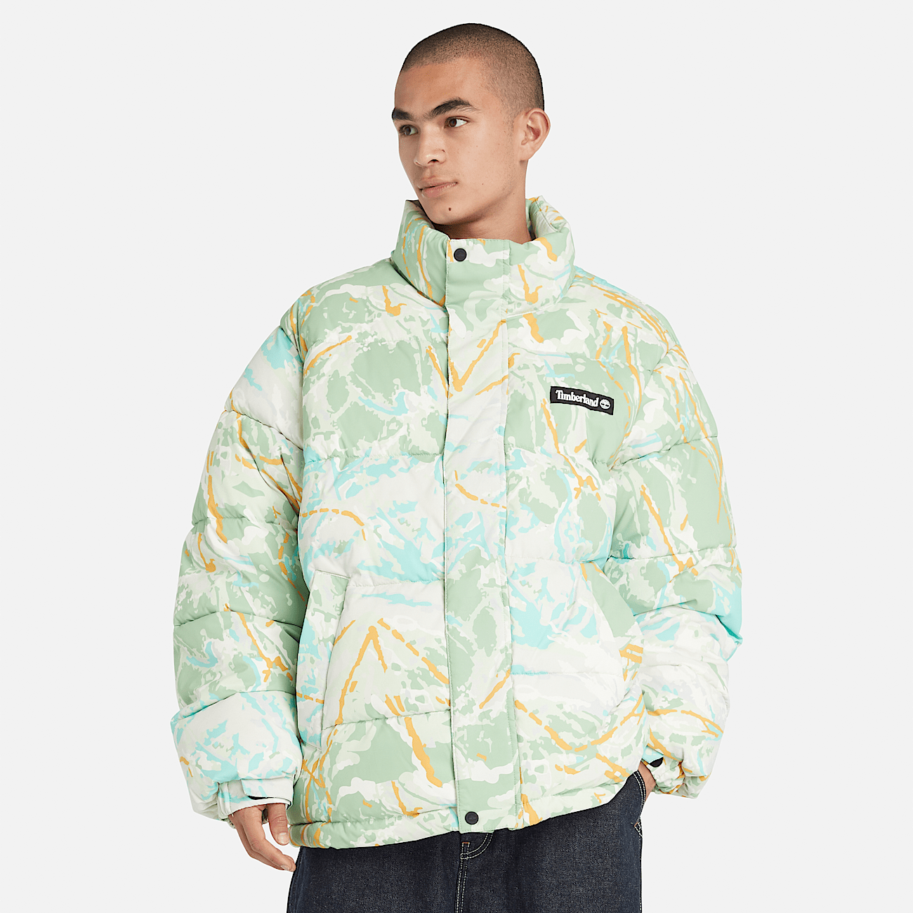 Ski School Printed Puffer Jacket for Men in Multicoloured