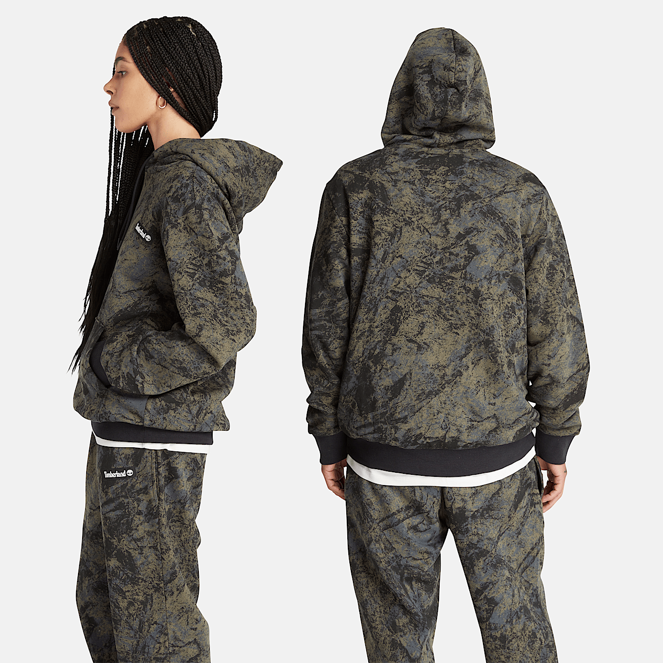 Sweat a capuche imprime unisexe en camouflage