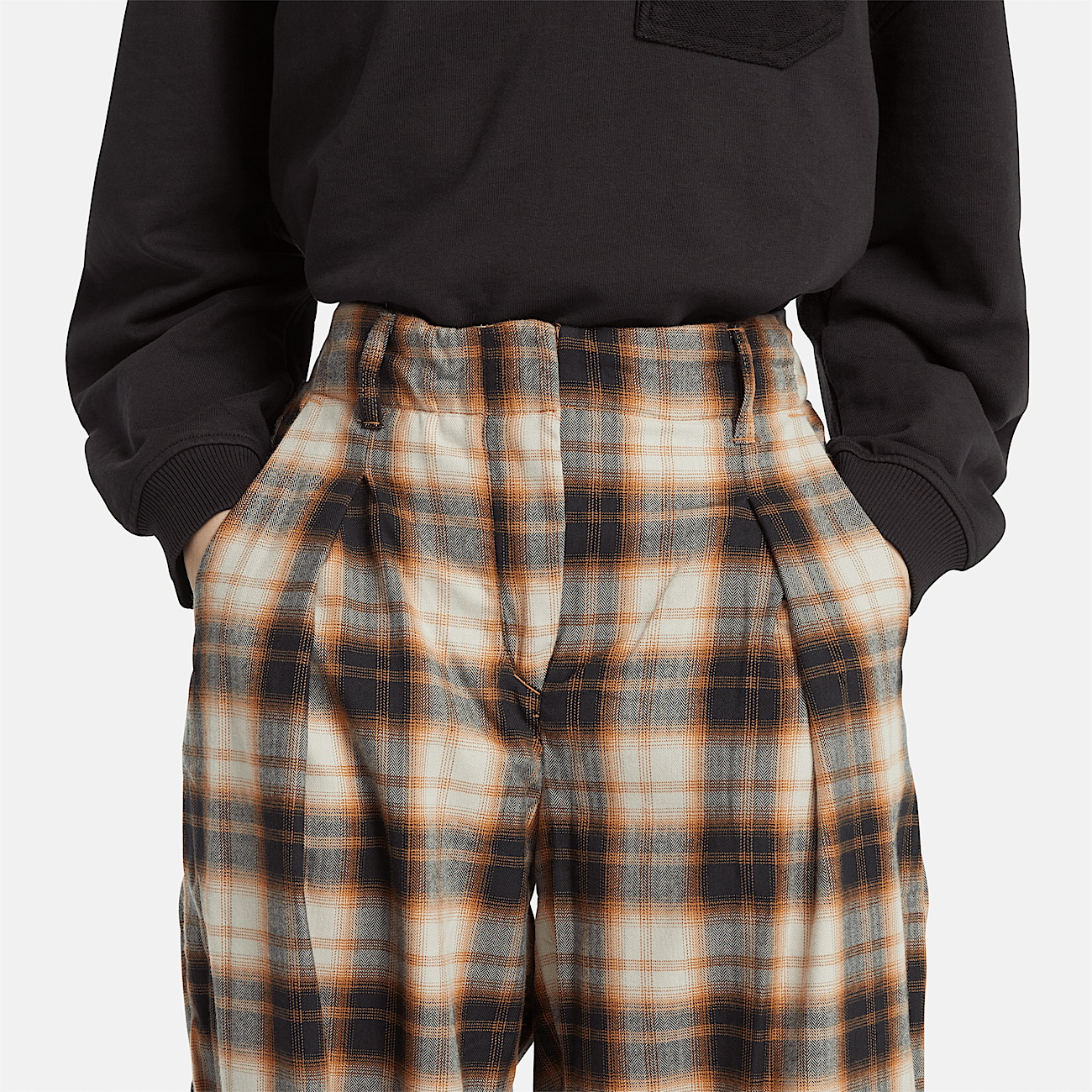 Plaid Trousers for Women in Orange