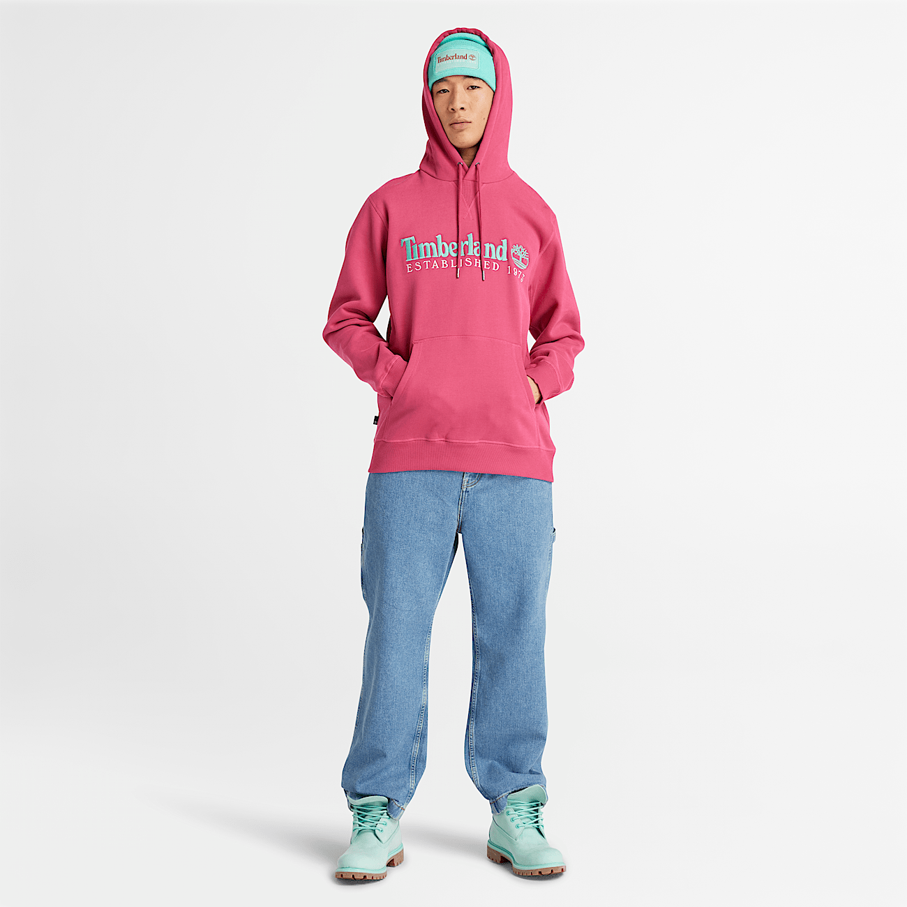 Timberland 50th Anniversary Hoodie Sweatshirt in Dark Pink
