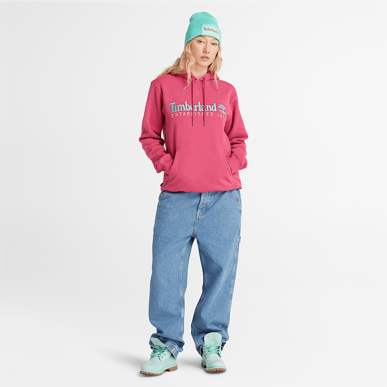 Timberland 50th Anniversary Hoodie Sweatshirt in Dark Pink