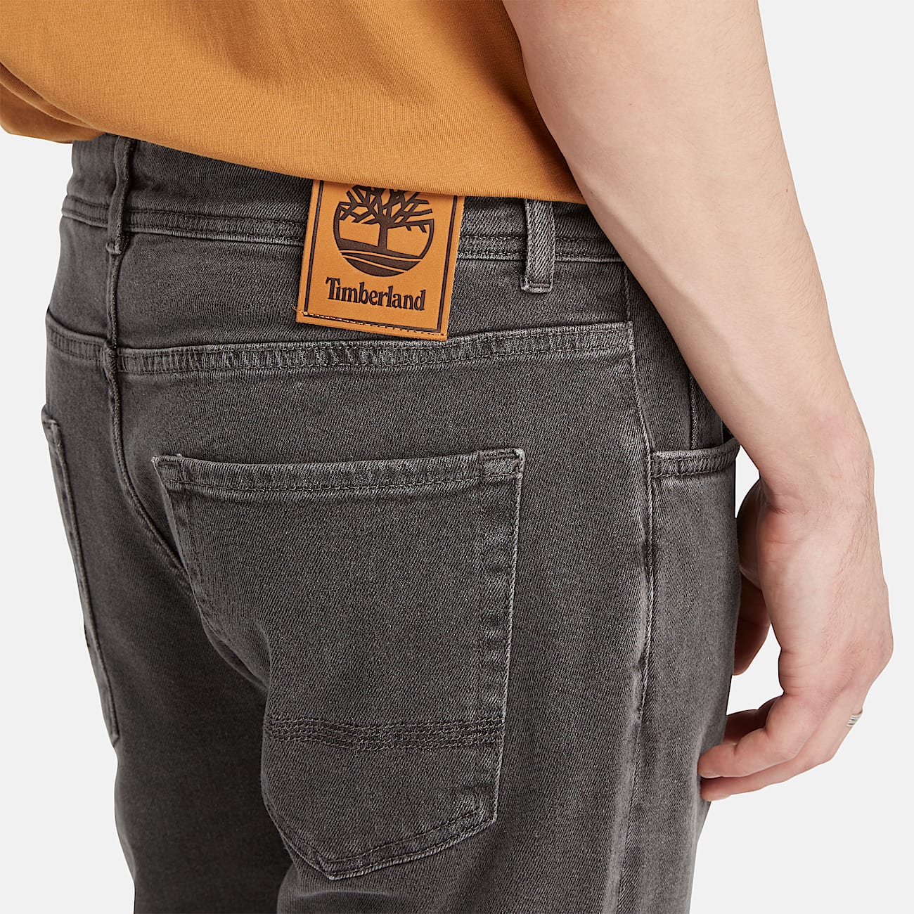 Stretch Washed Denim Jeans for Men in Dark Grey