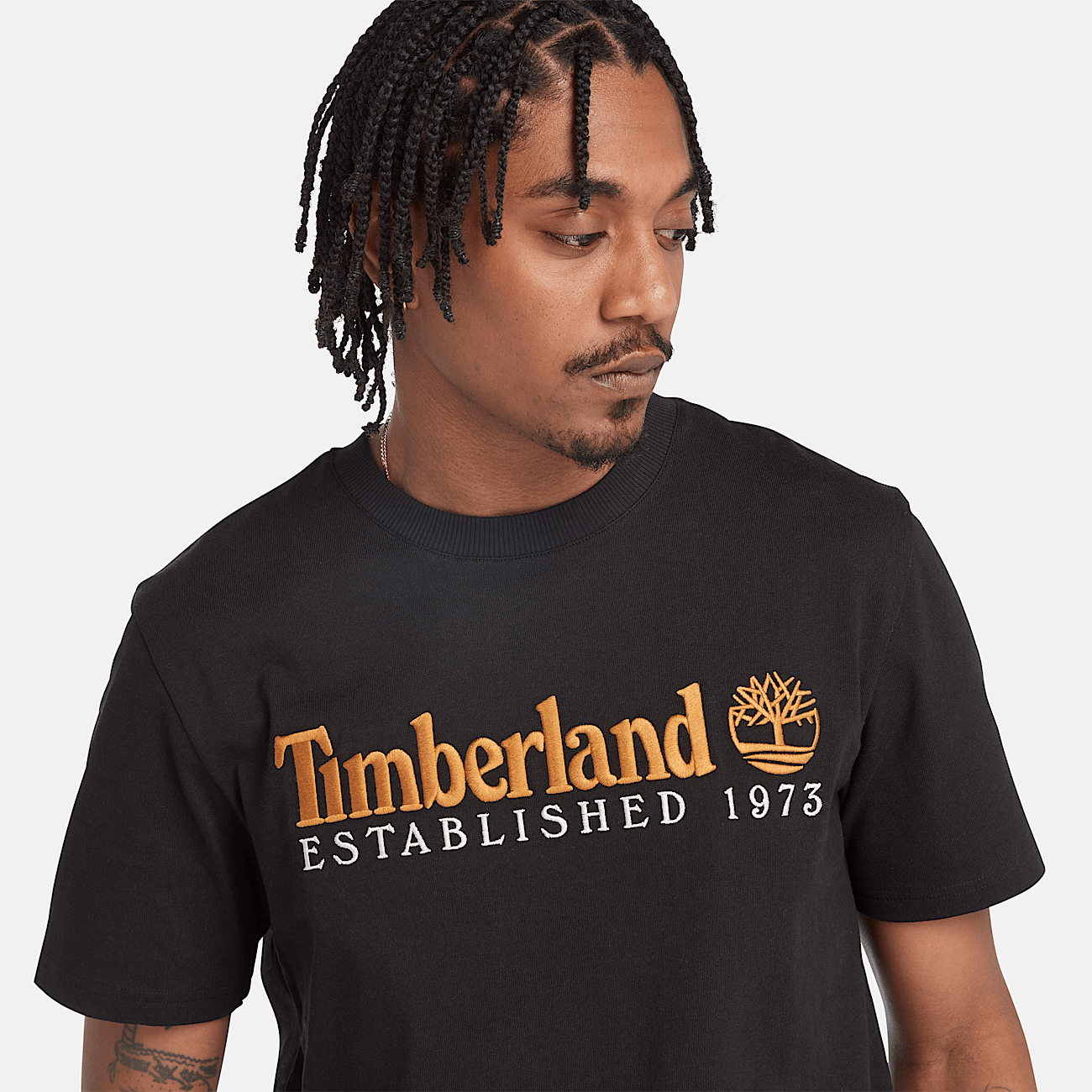 Embroidered Established 1973 T Shirt for Men in Black