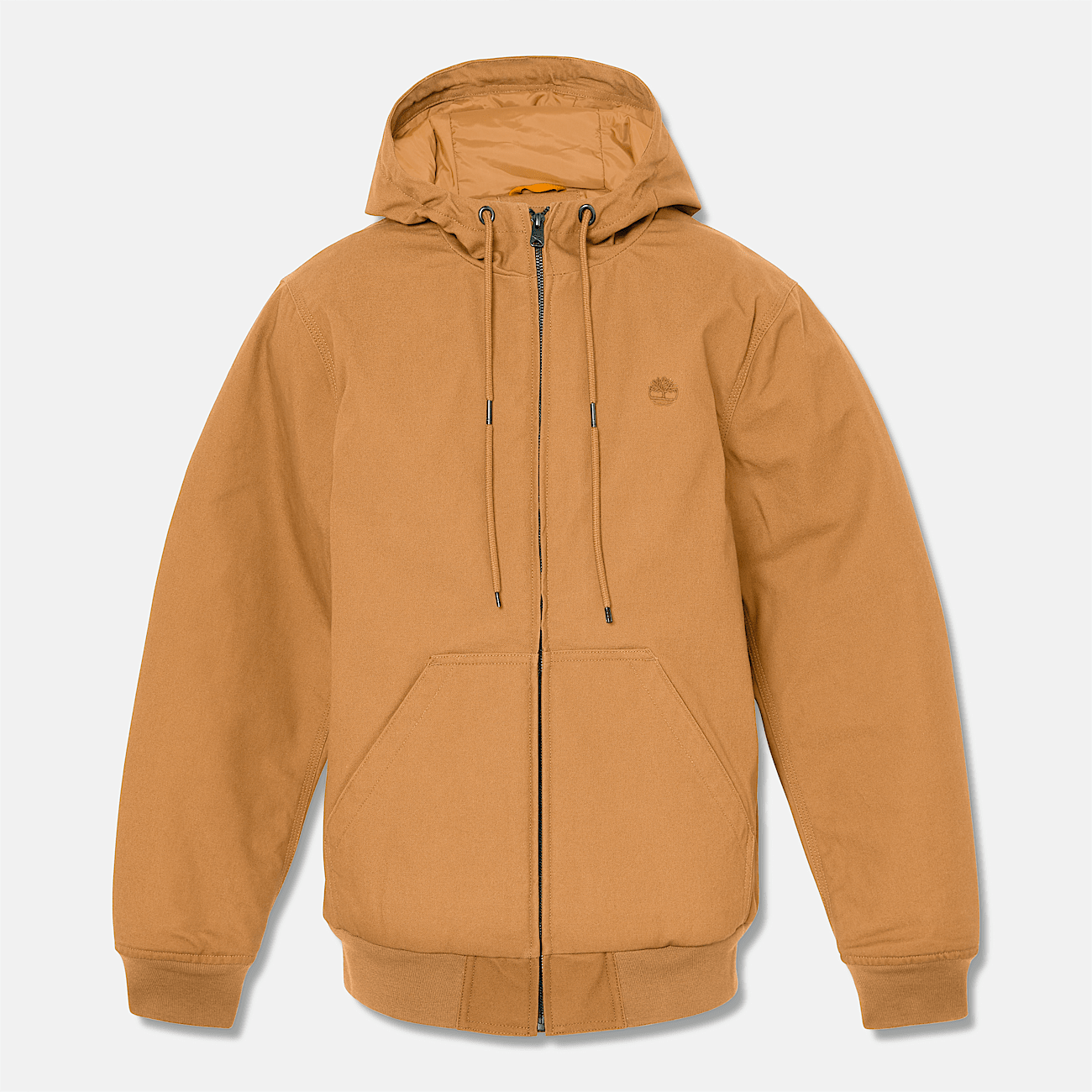Insulated Canvas Hooded Bomber Jacket for Men in Orange